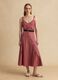 Pink regular fit cotton-linen blend top with lace details_1