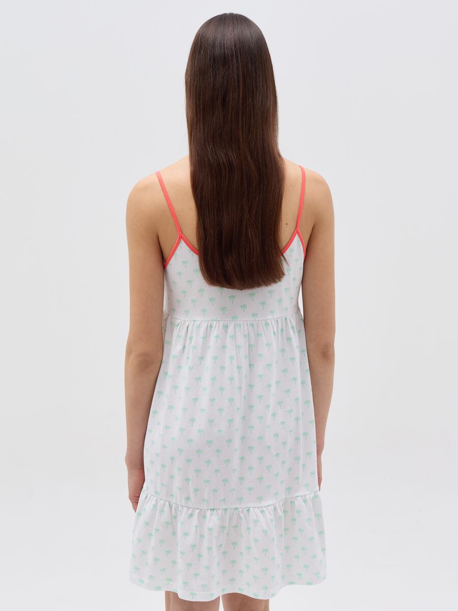 Nightdress with flounce and palms print_1