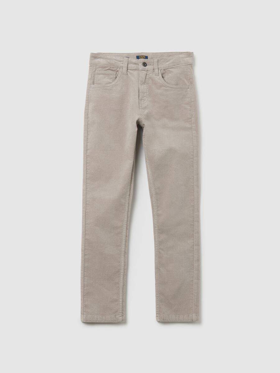Boys' grey cotton blend regular fit trousers_3