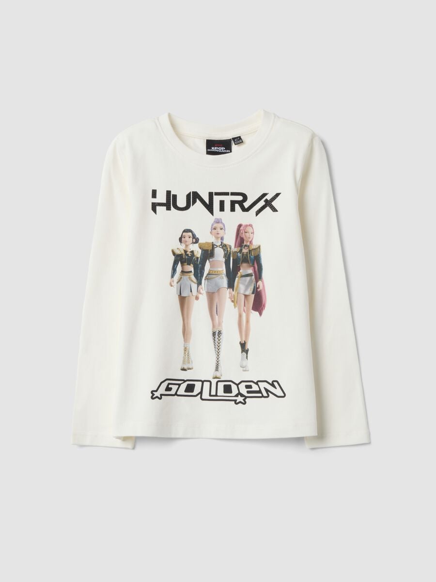 T-shirt branca em algod&atilde;o el&aacute;stico com estampado K-Pop Demon Hunters_0