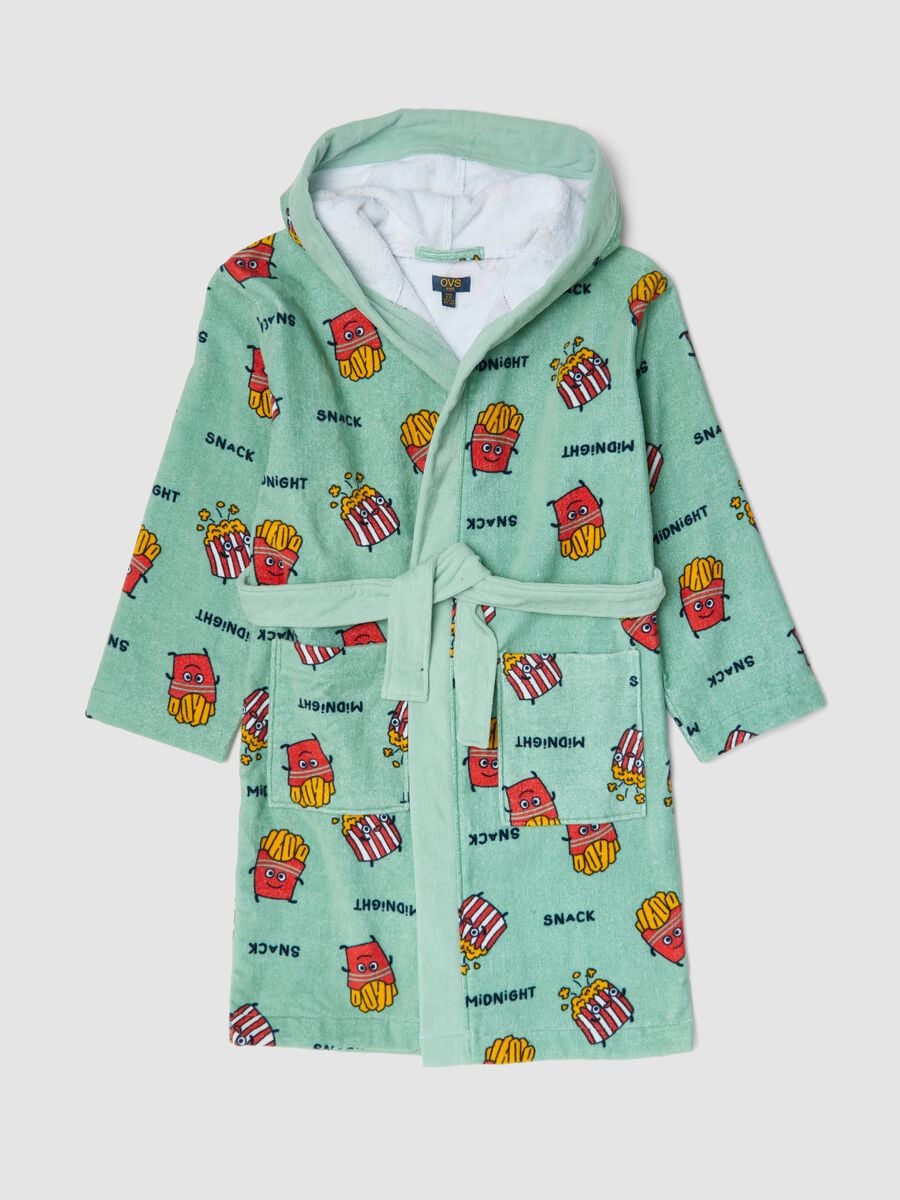Green organic cotton hooded bathrobe_0