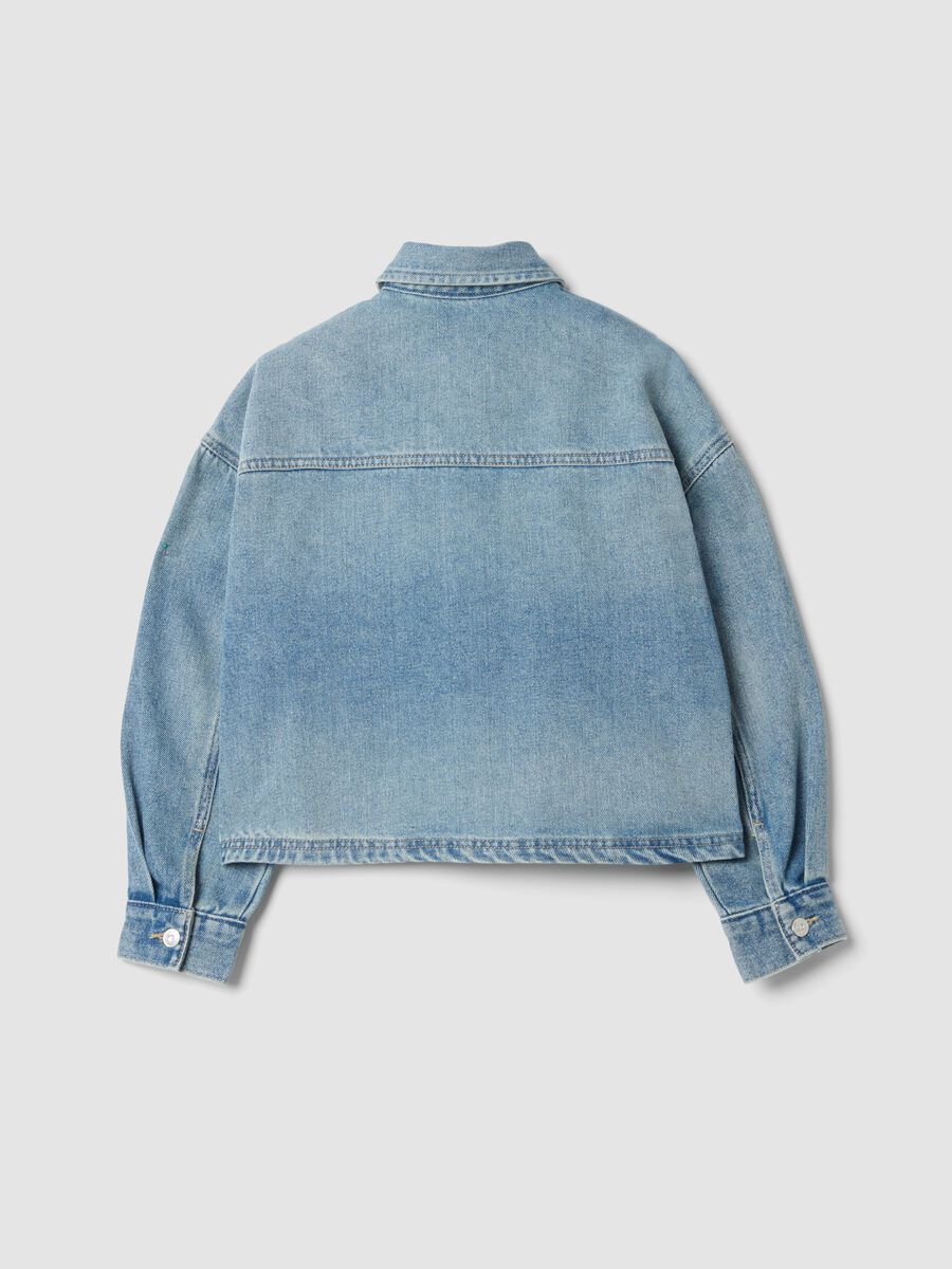 Blue cotton-viscose blend denim shirt with heart pocket, regular fit_5