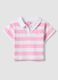 Girls' multicolour striped pure cotton polo with embroidered heart_0