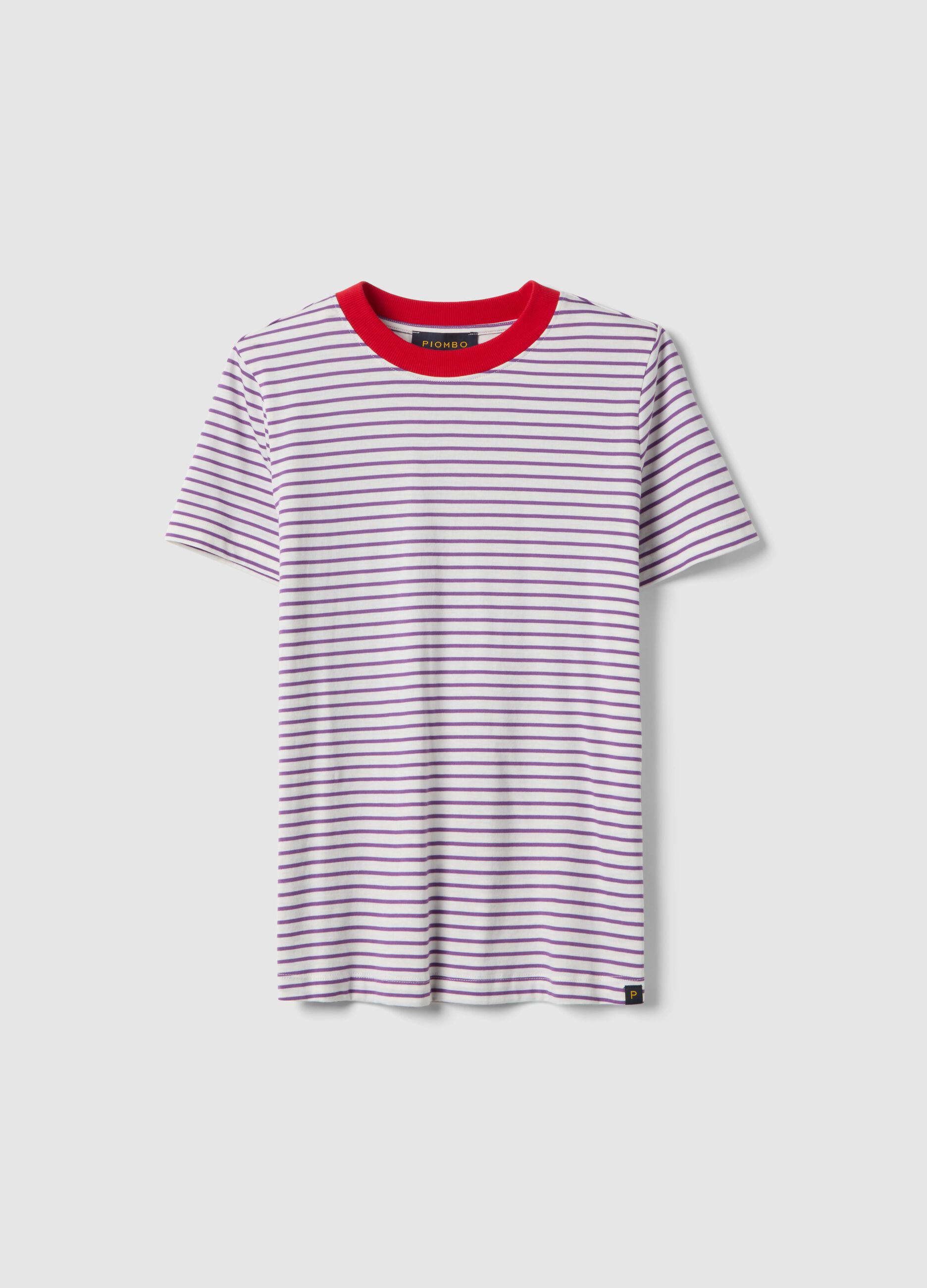 Gr&uuml;n-wei&szlig;e T-Shirt aus reiner Baumwolle, Regular Fit