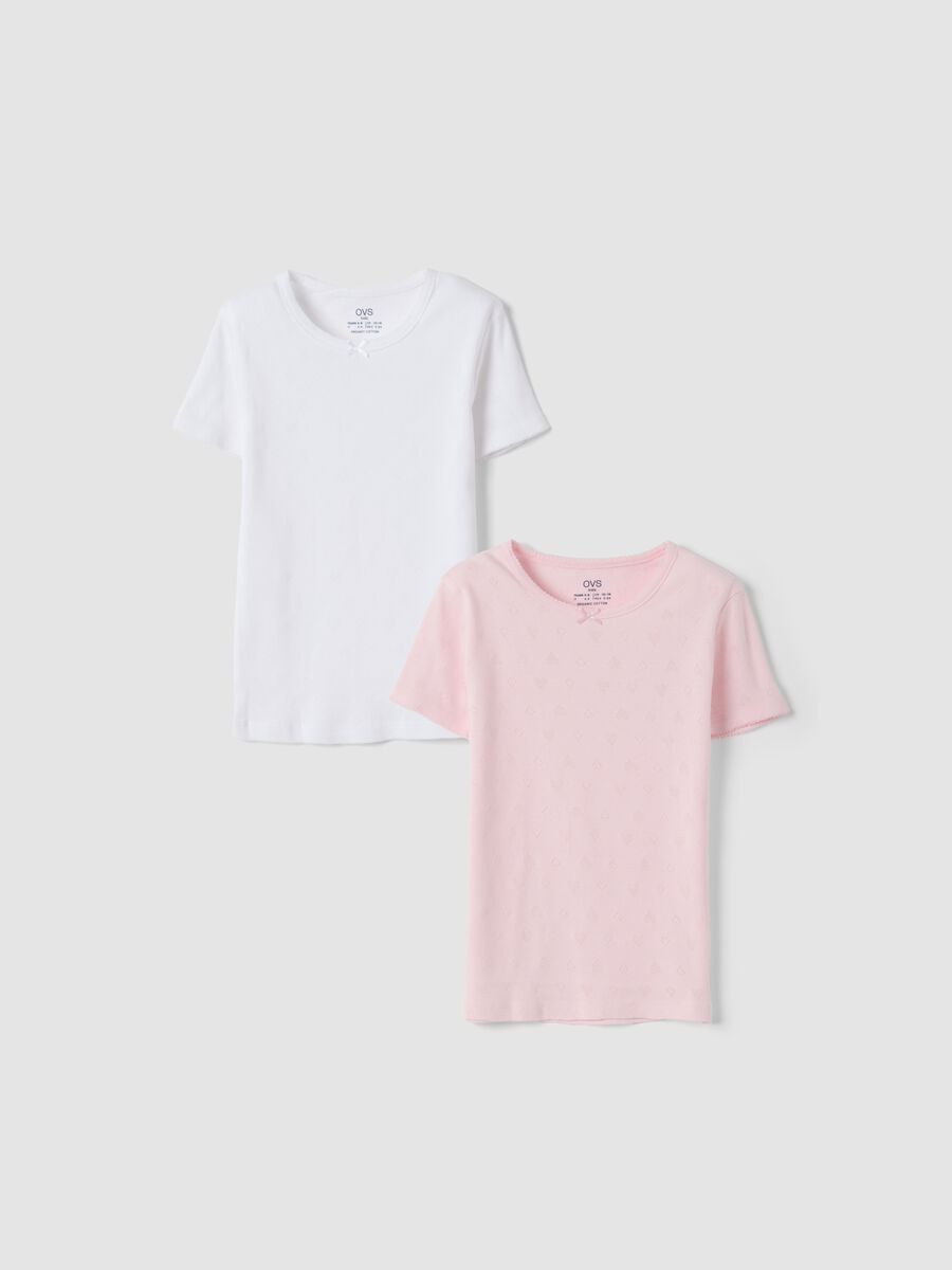 Bipack t-shirt rosa e bianca in puro cotone organico girocollo_0