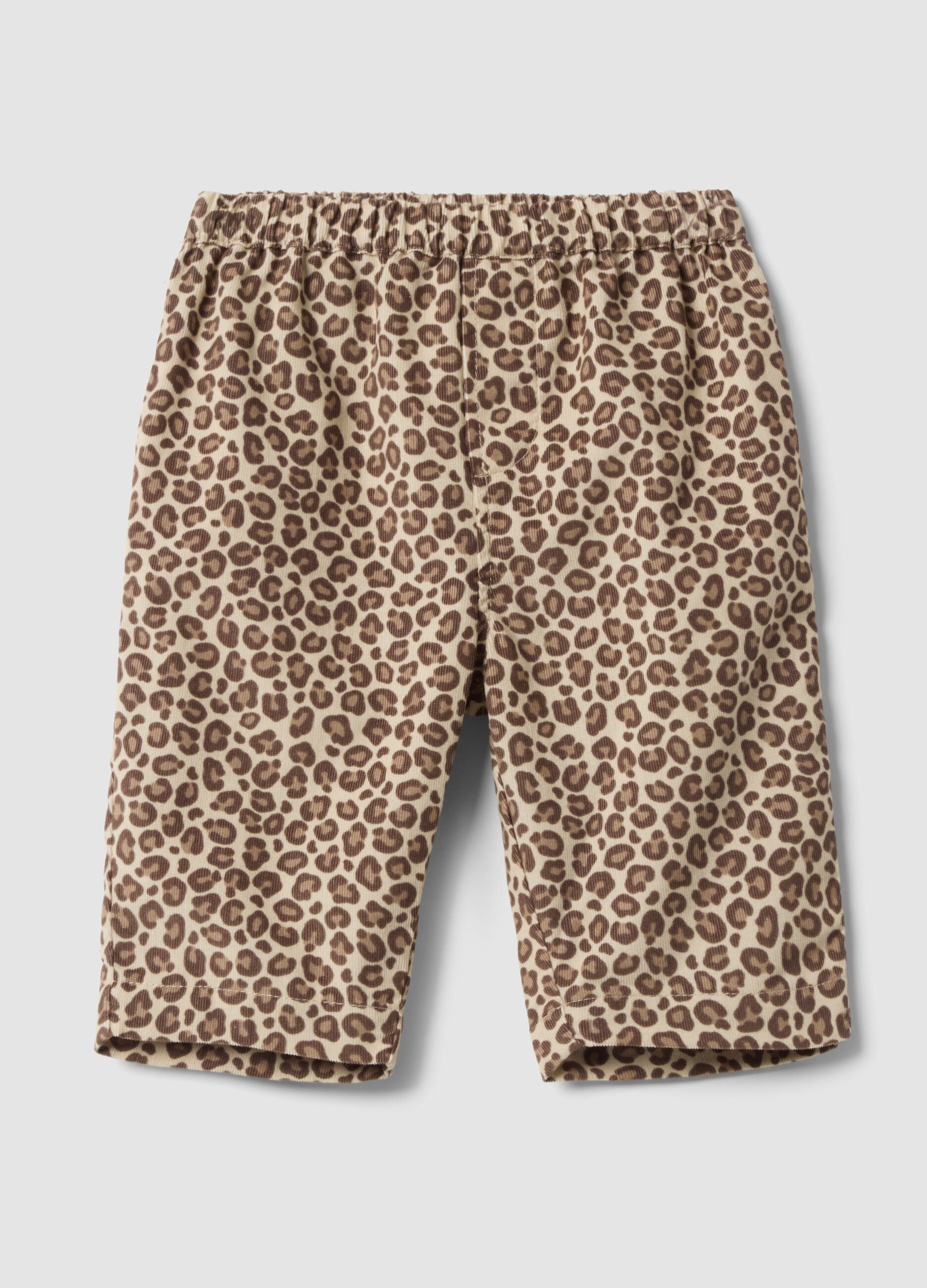 Brown animal print cotton & lyocell blend trousers for baby girl