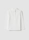 Maglia bianca in cotone organico elasticizzato con girocollo_1