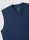 Blue regular fit cotton blend tank top_5