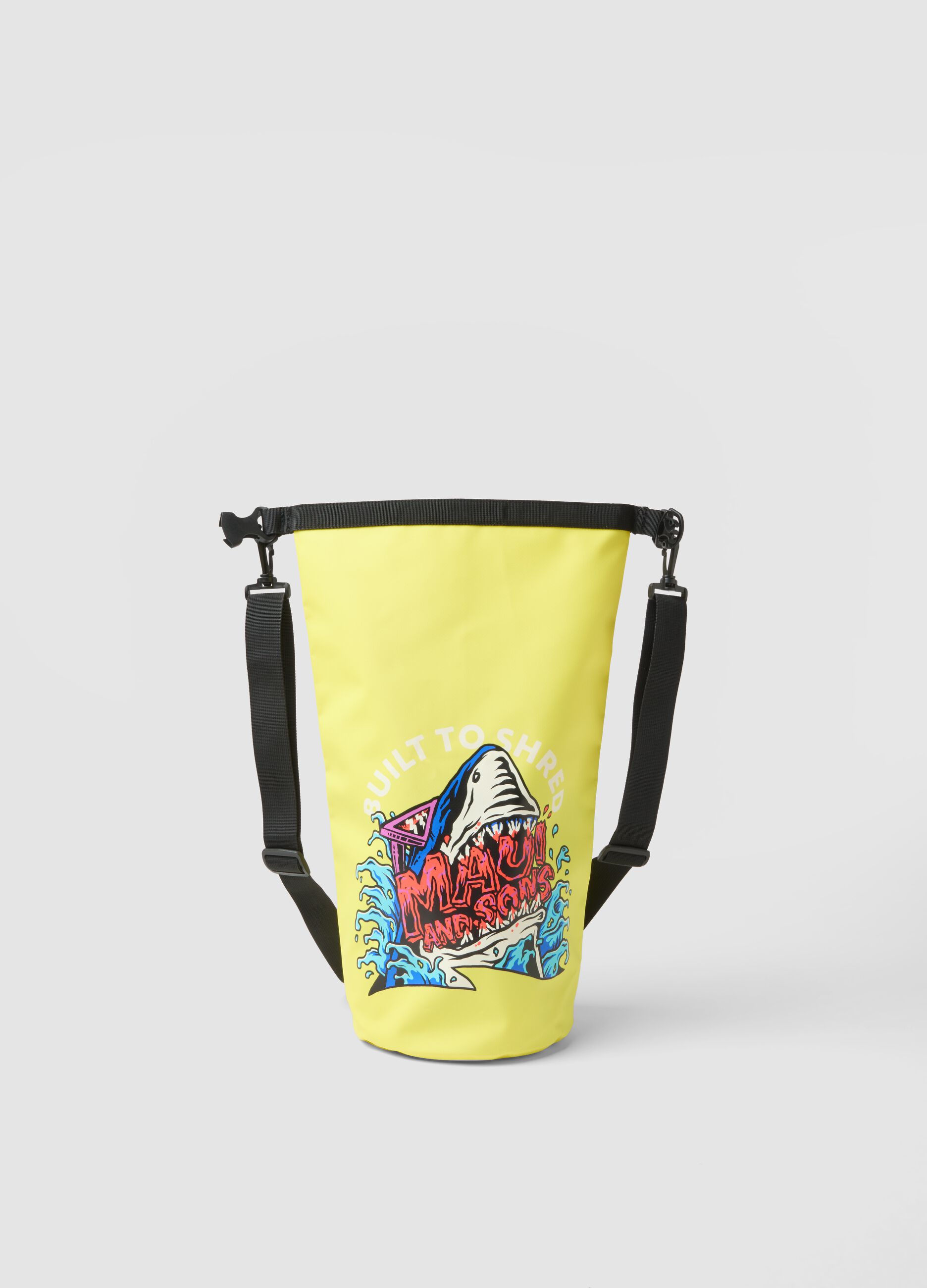 Gelbe wasserdichte Tasche mit Haifisch-Print