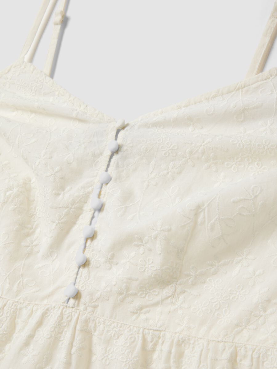 White pure cotton midi dress with embroidery_1