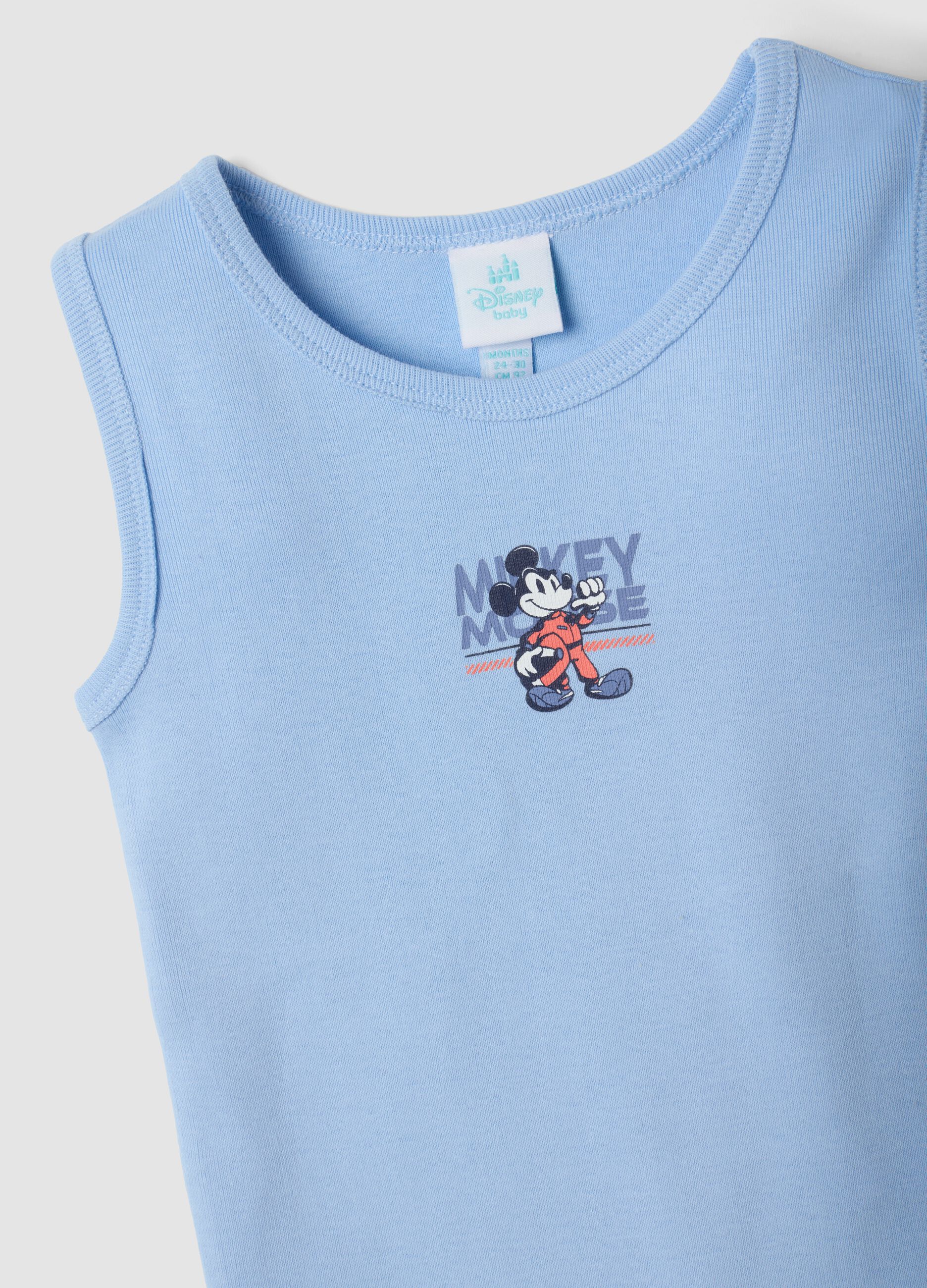 2-pack multicolour organic cotton vests with Mickey & Friends print
