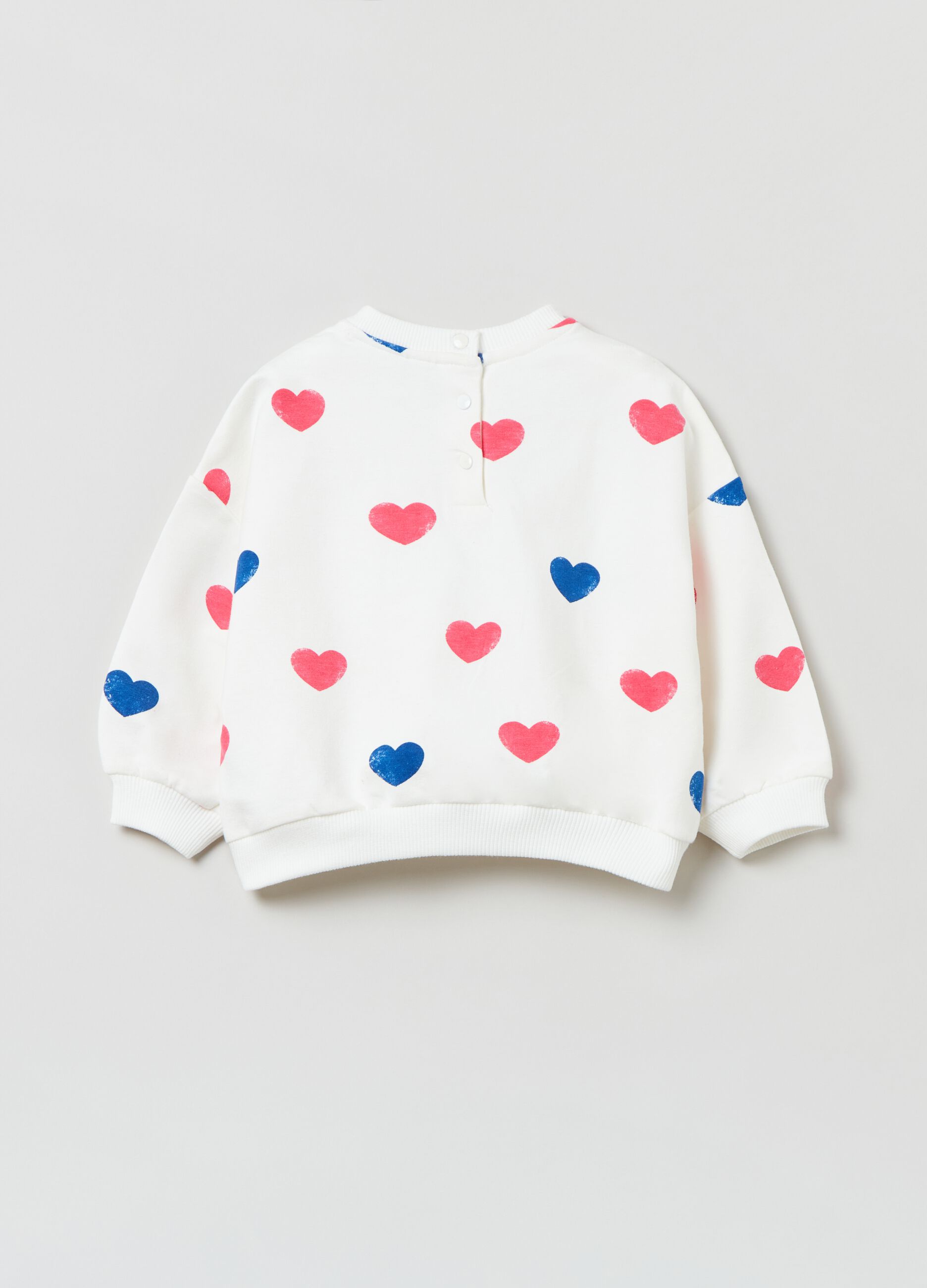 Round neck sweatshirt with hearts print_1