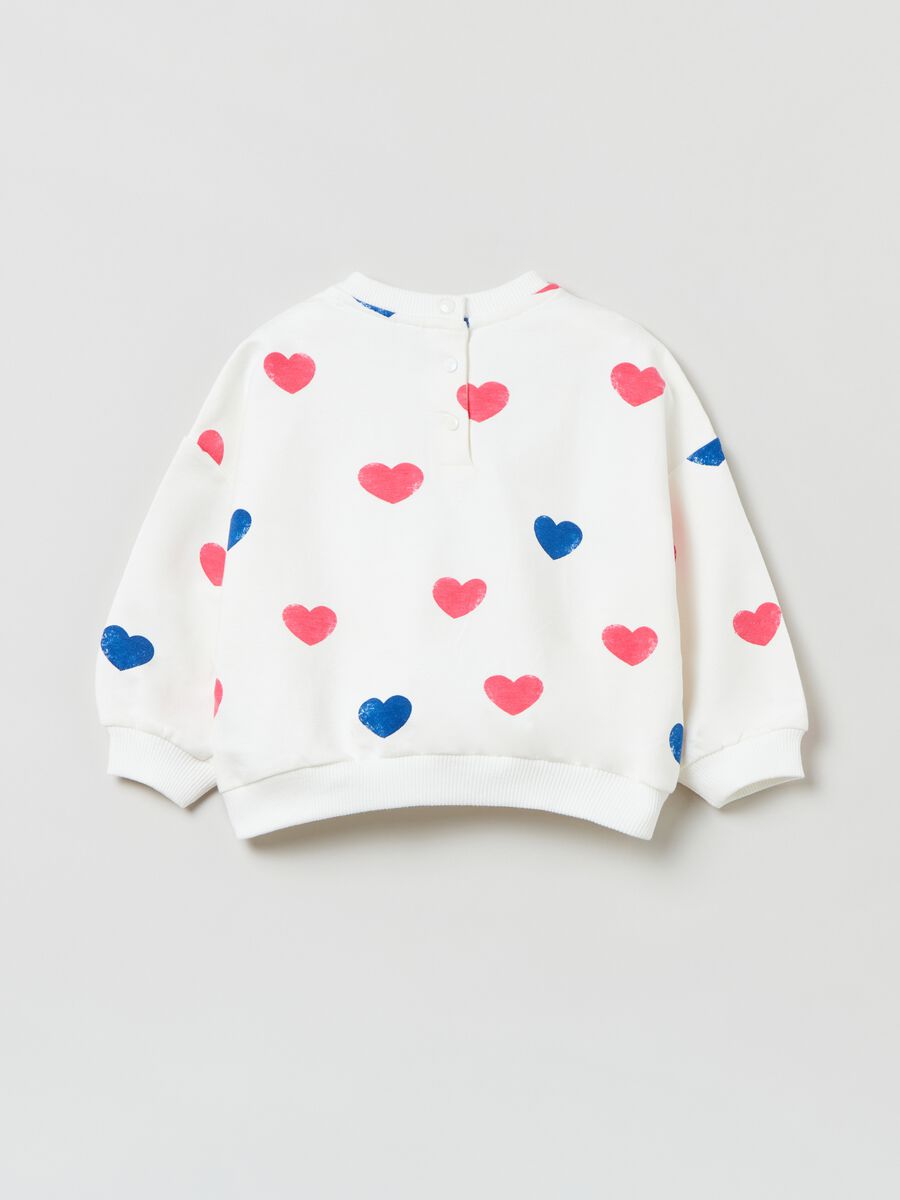 Round neck sweatshirt with hearts print_1