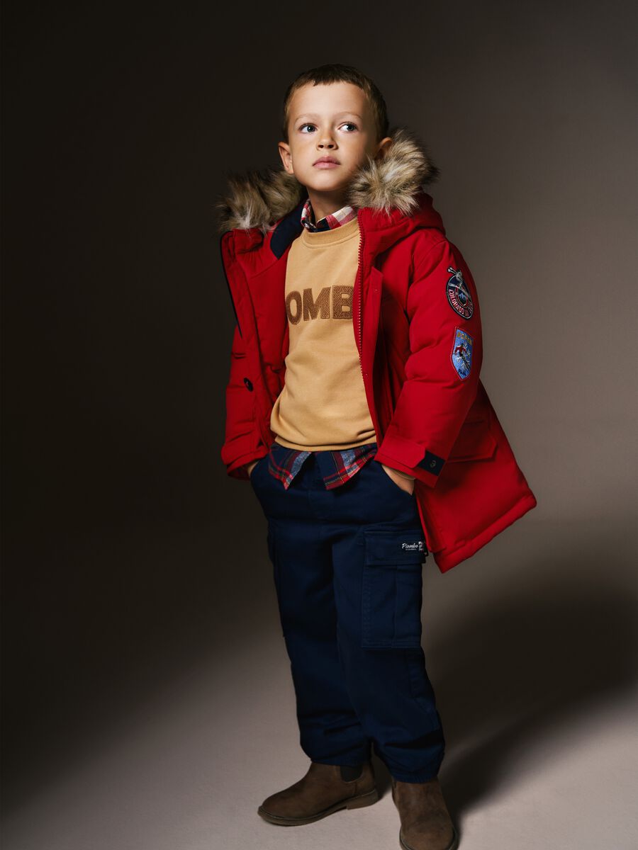 Blue stretch cotton kids' baggy trousers_0