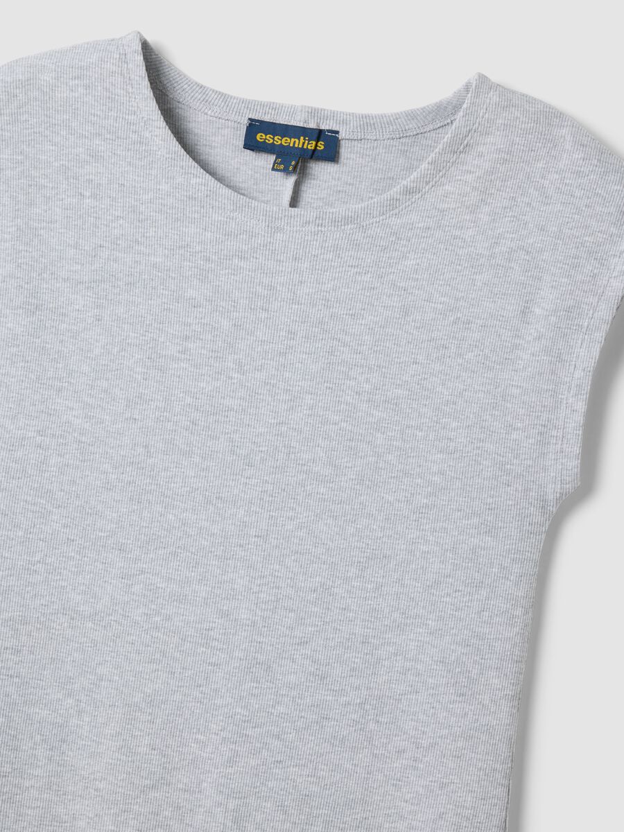 &Auml;rmelloses, figurbetontes Kleid aus elastischer Baumwolle in Grau_5