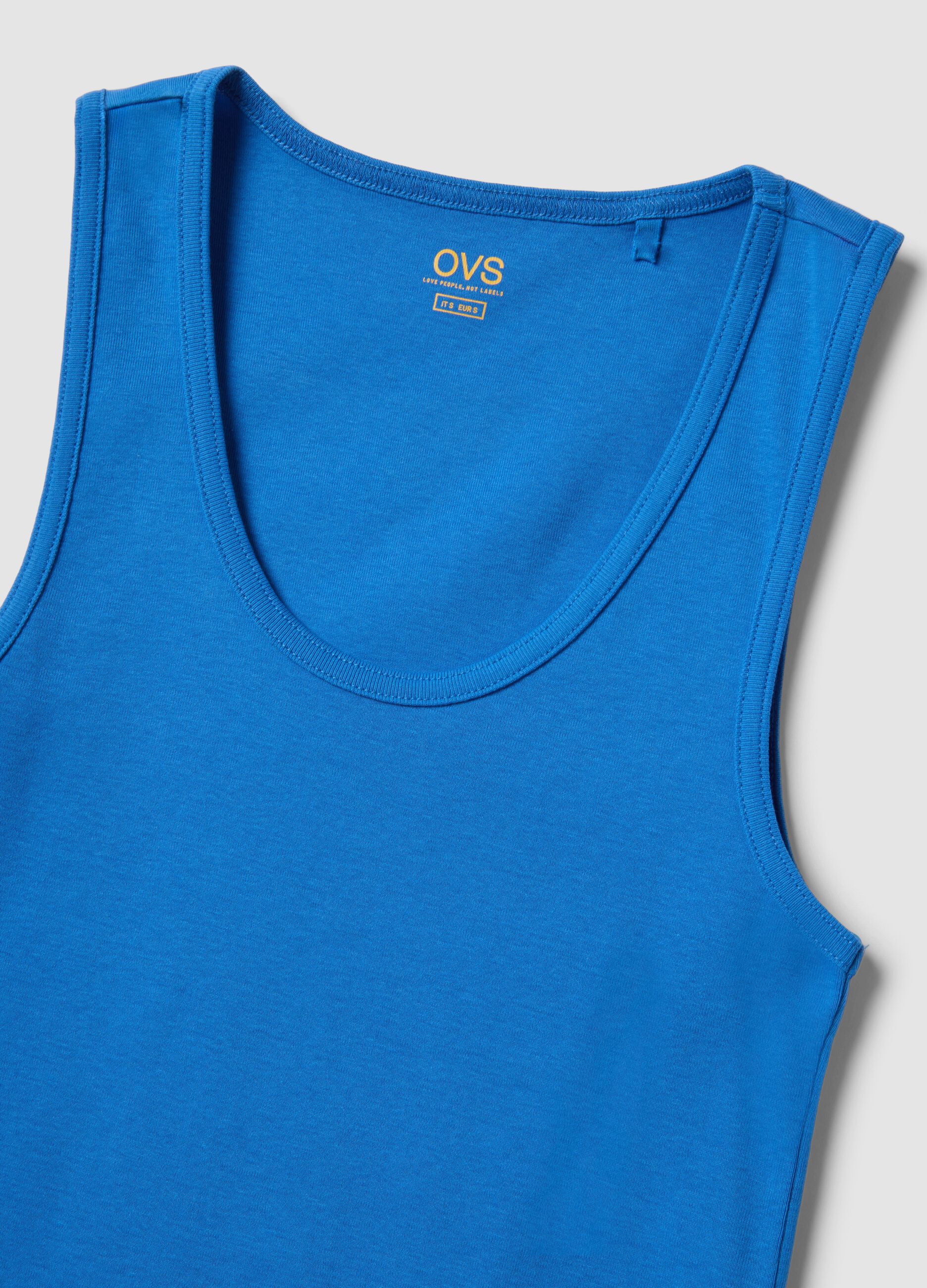 Blue pure cotton vest top
