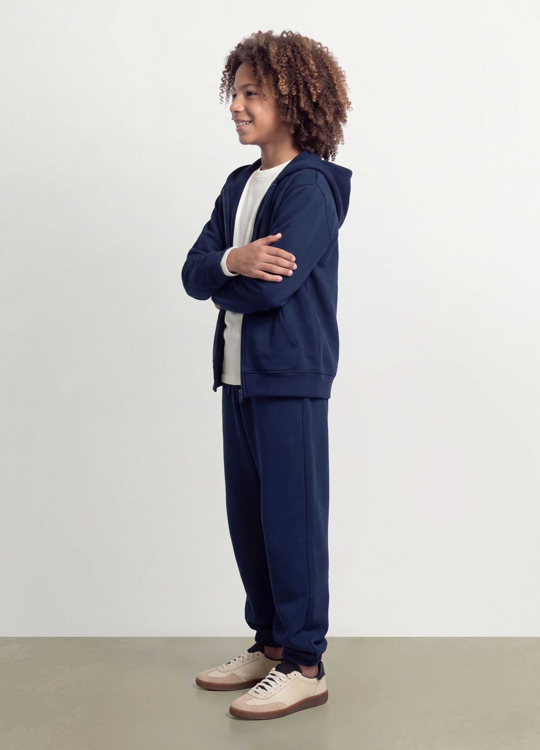 Pantaloni jogger blu in misto cotone organico e viscosa