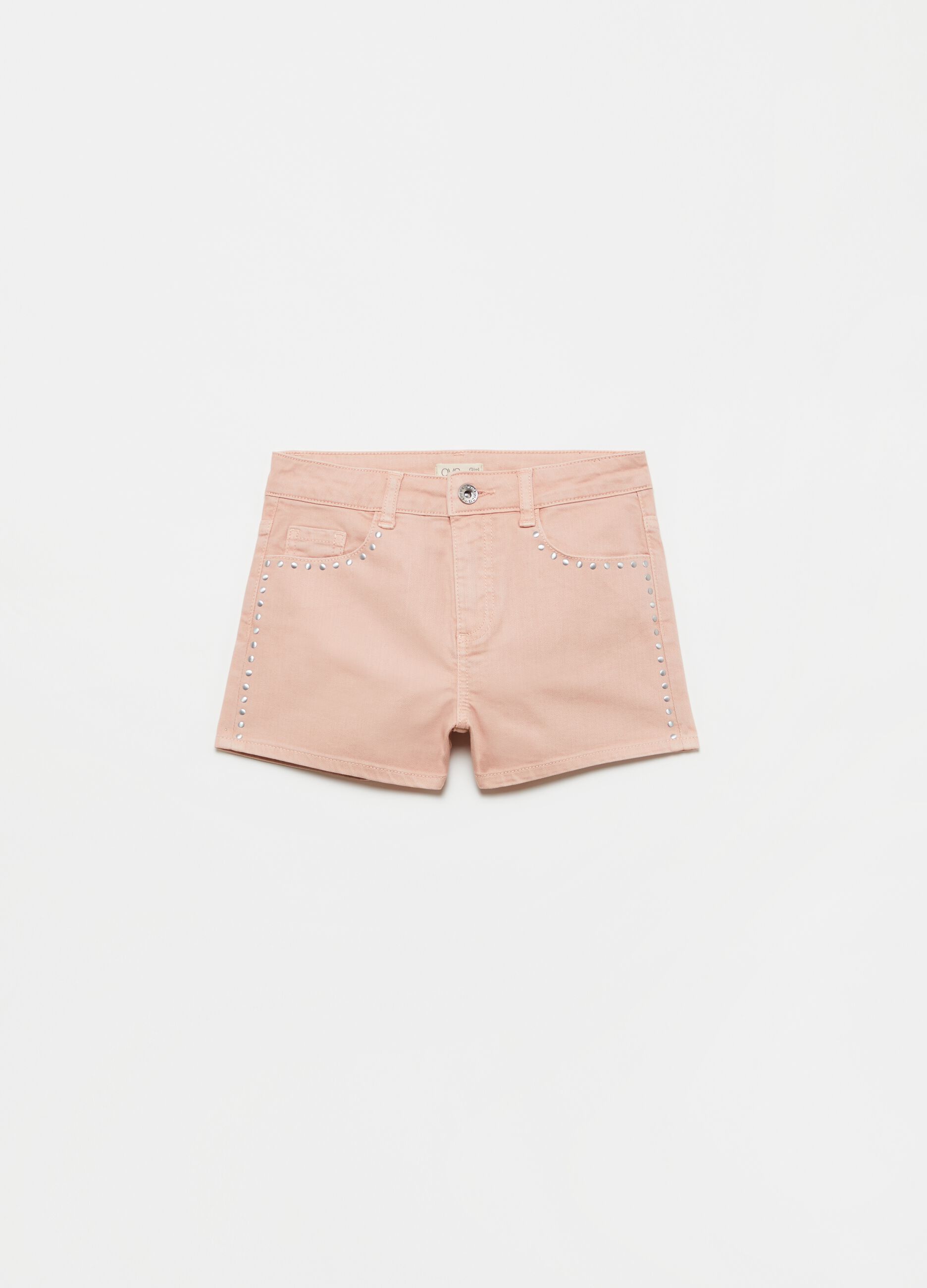Twill shorts with studs