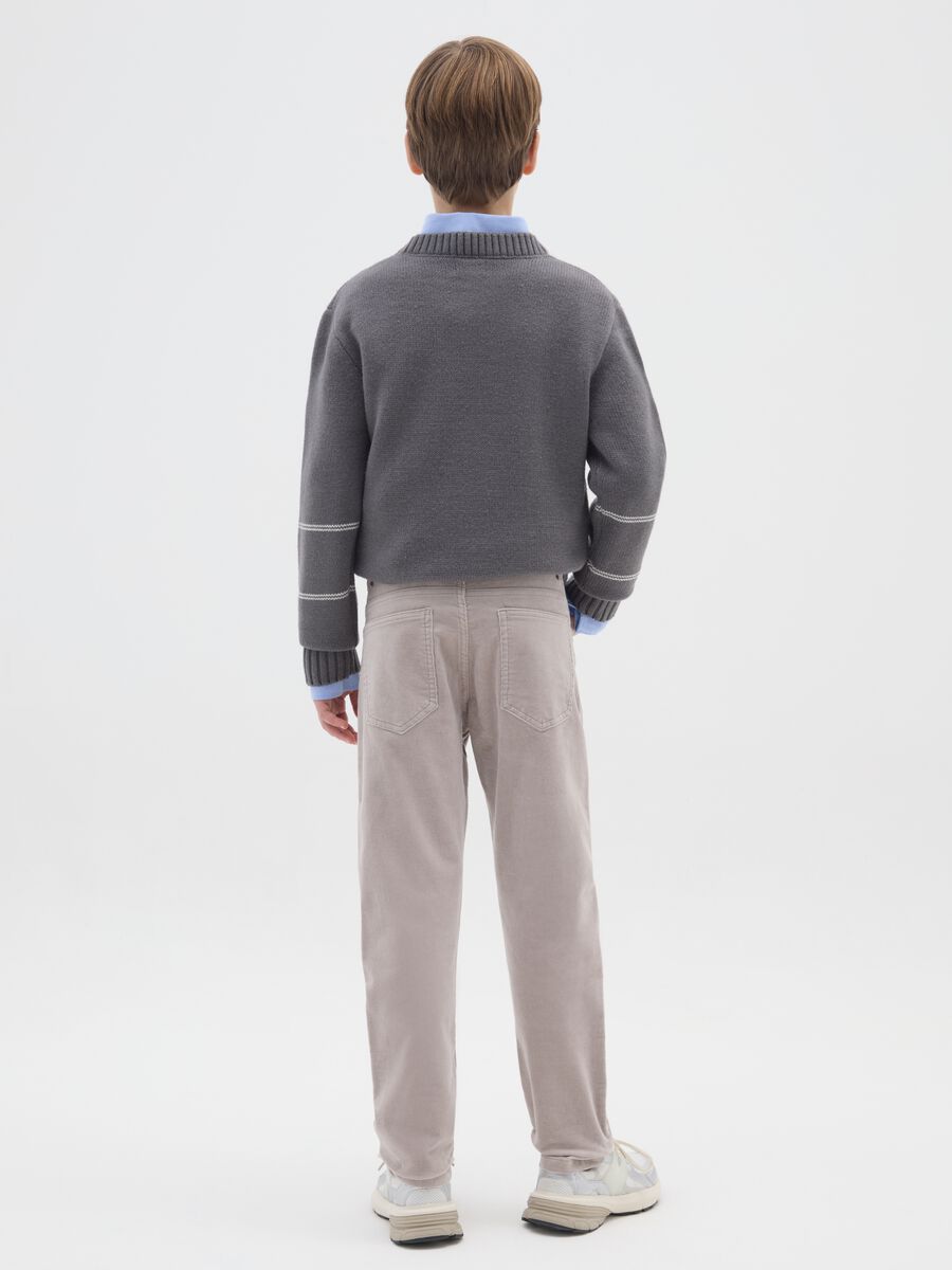 Boys' grey cotton blend regular fit trousers_1