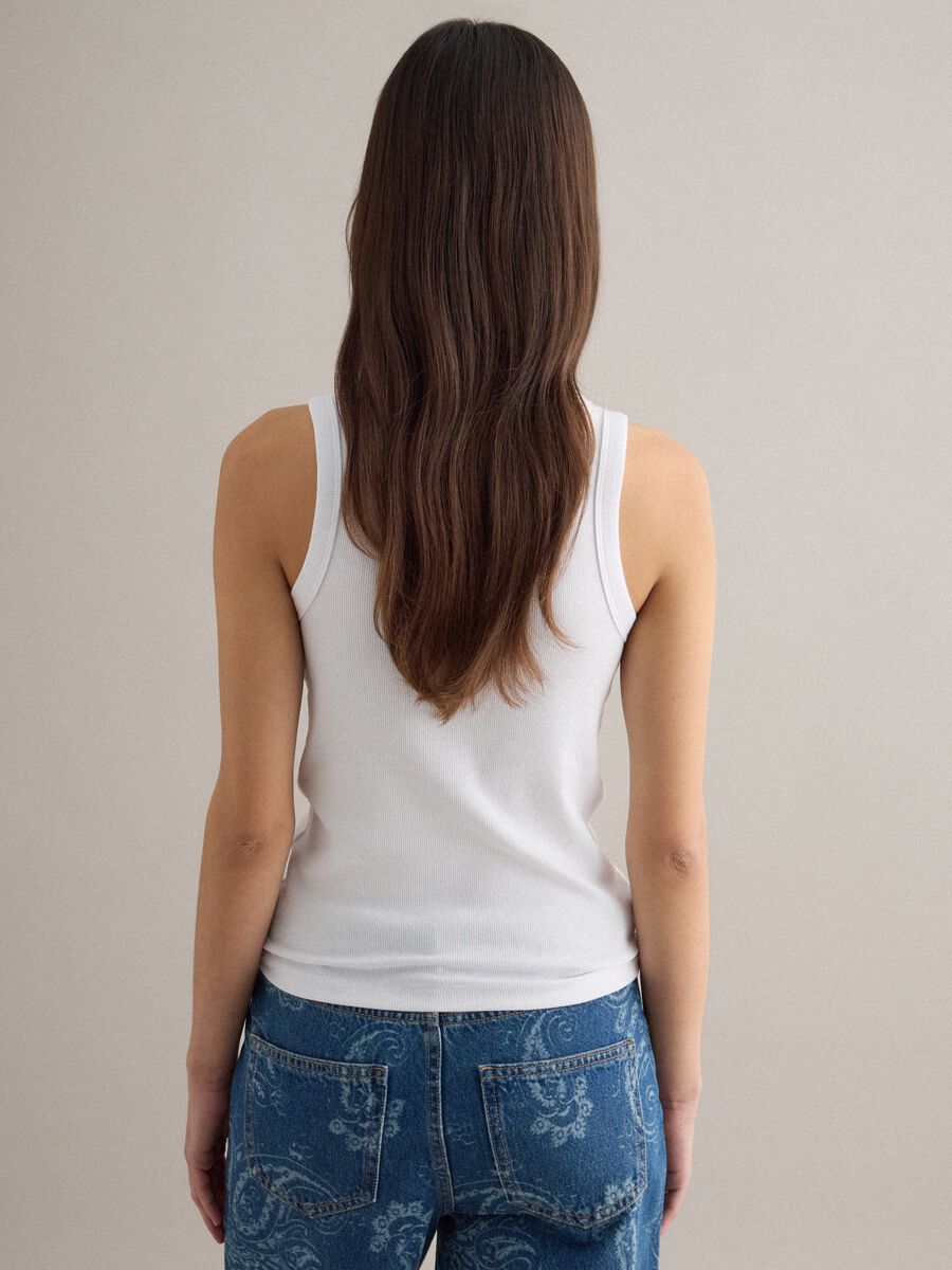 White stretch cotton tank top regular fit_2