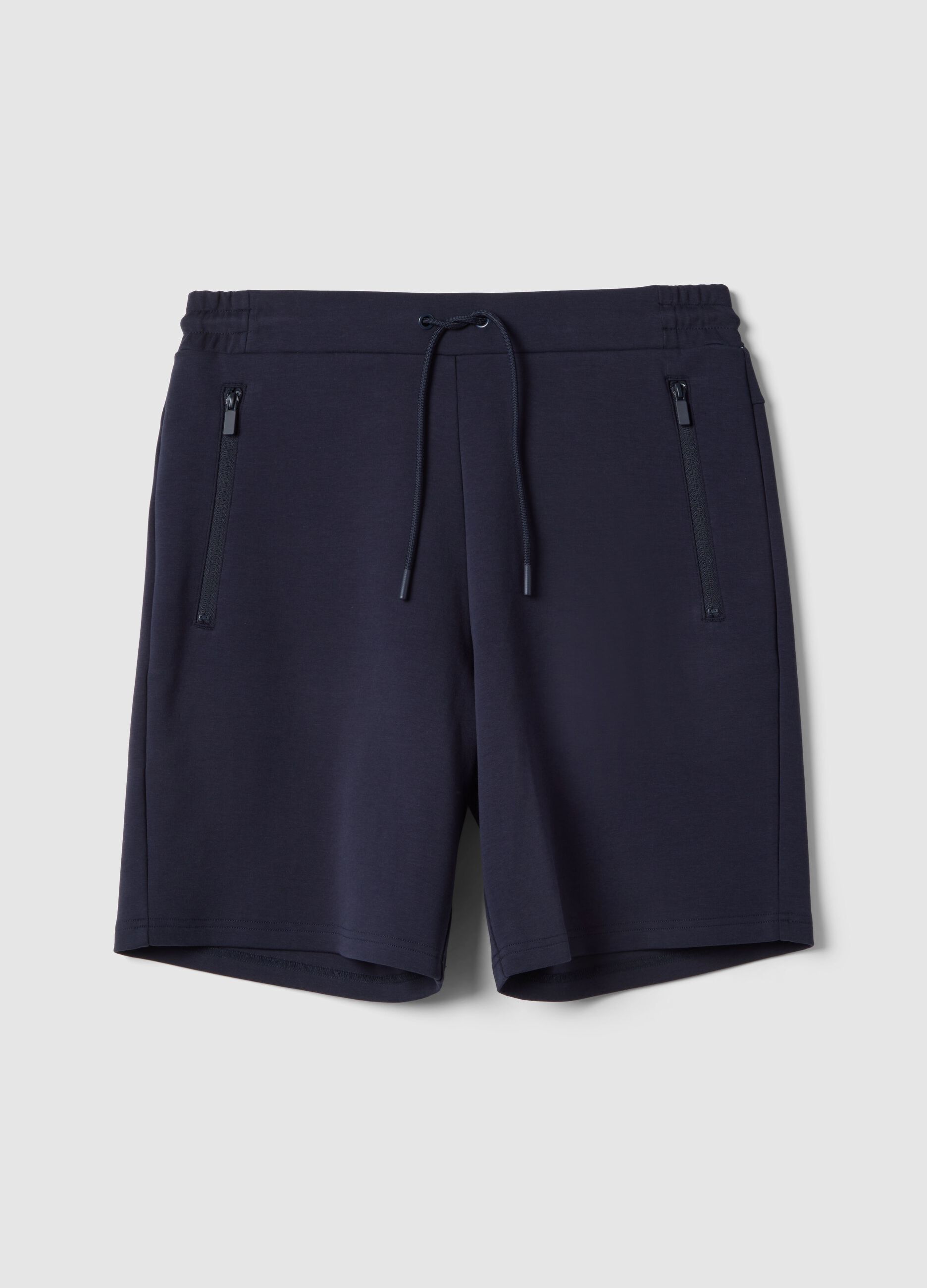 Blue regular fit stretch cotton blend shorts