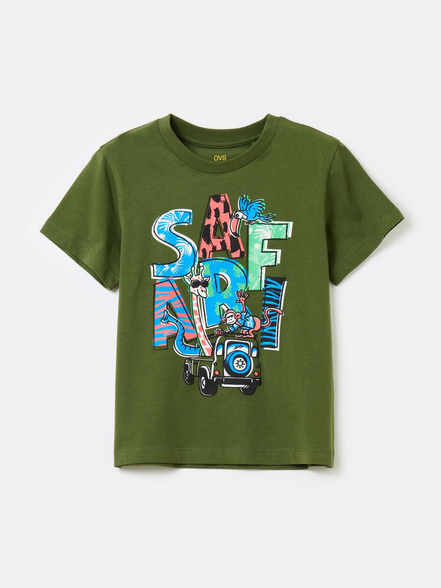 Cotton T-shirt with Safari print_0