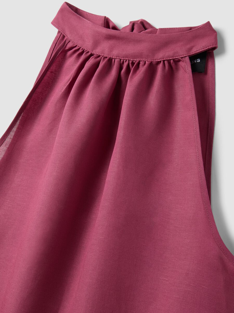 Pink linen-viscose blend halterneck dress, regular fit_5