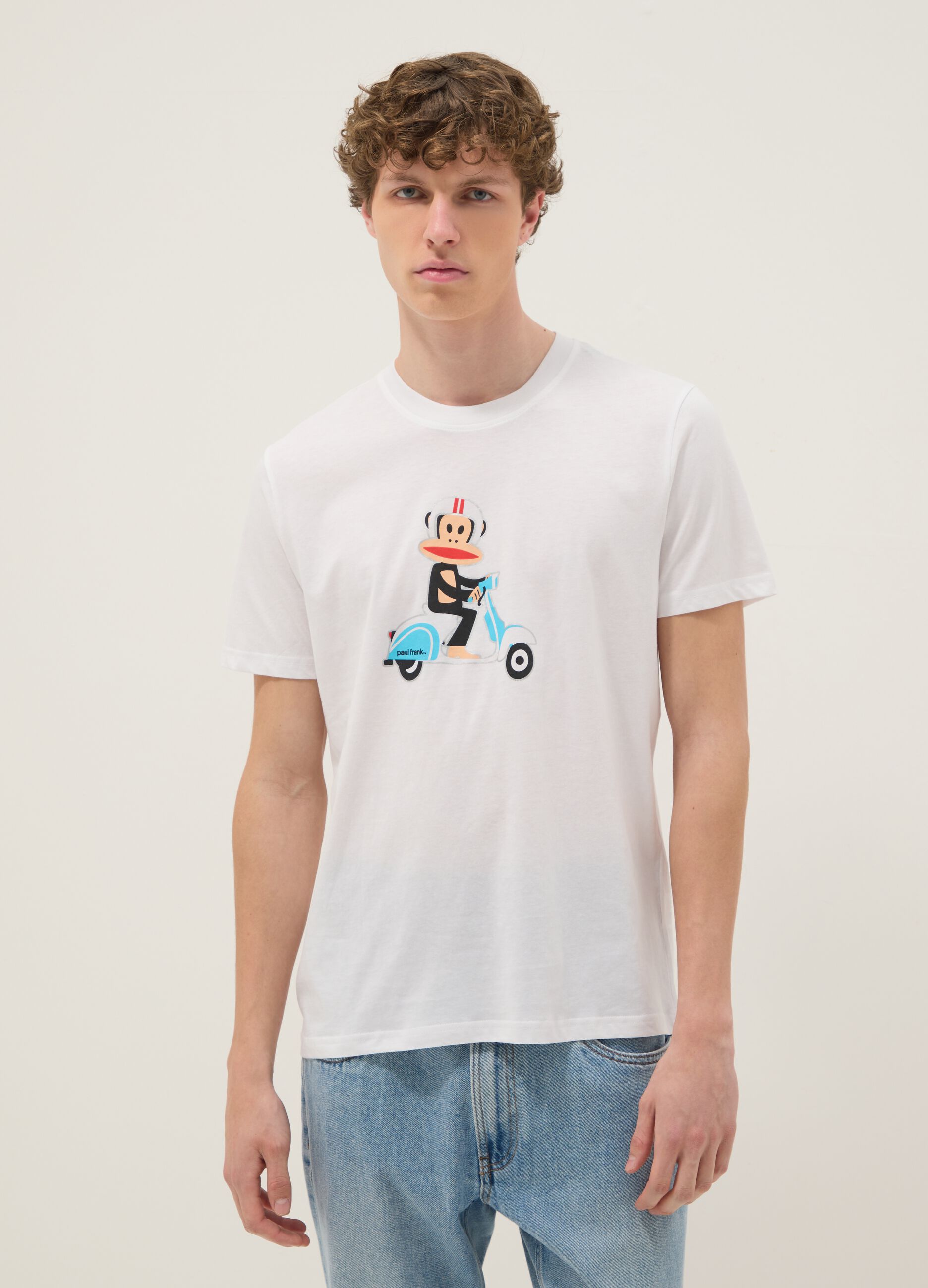 Wei&szlig;es T-Shirt mit Paul-Frank-Print aus reiner Baumwolle, Regular Fit
