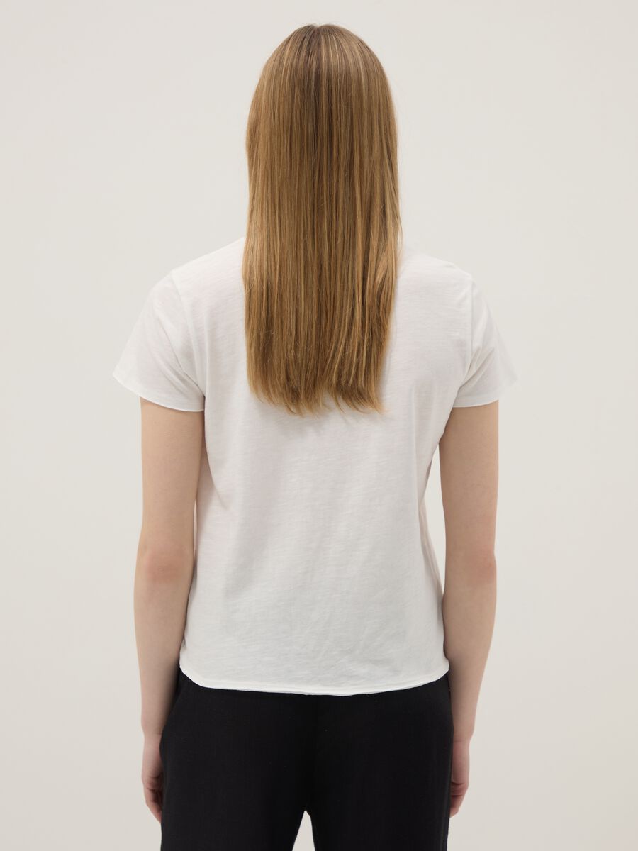 Wei&szlig;es Kurzarm-T-Shirt aus reiner Baumwolle, Regular Fit_3