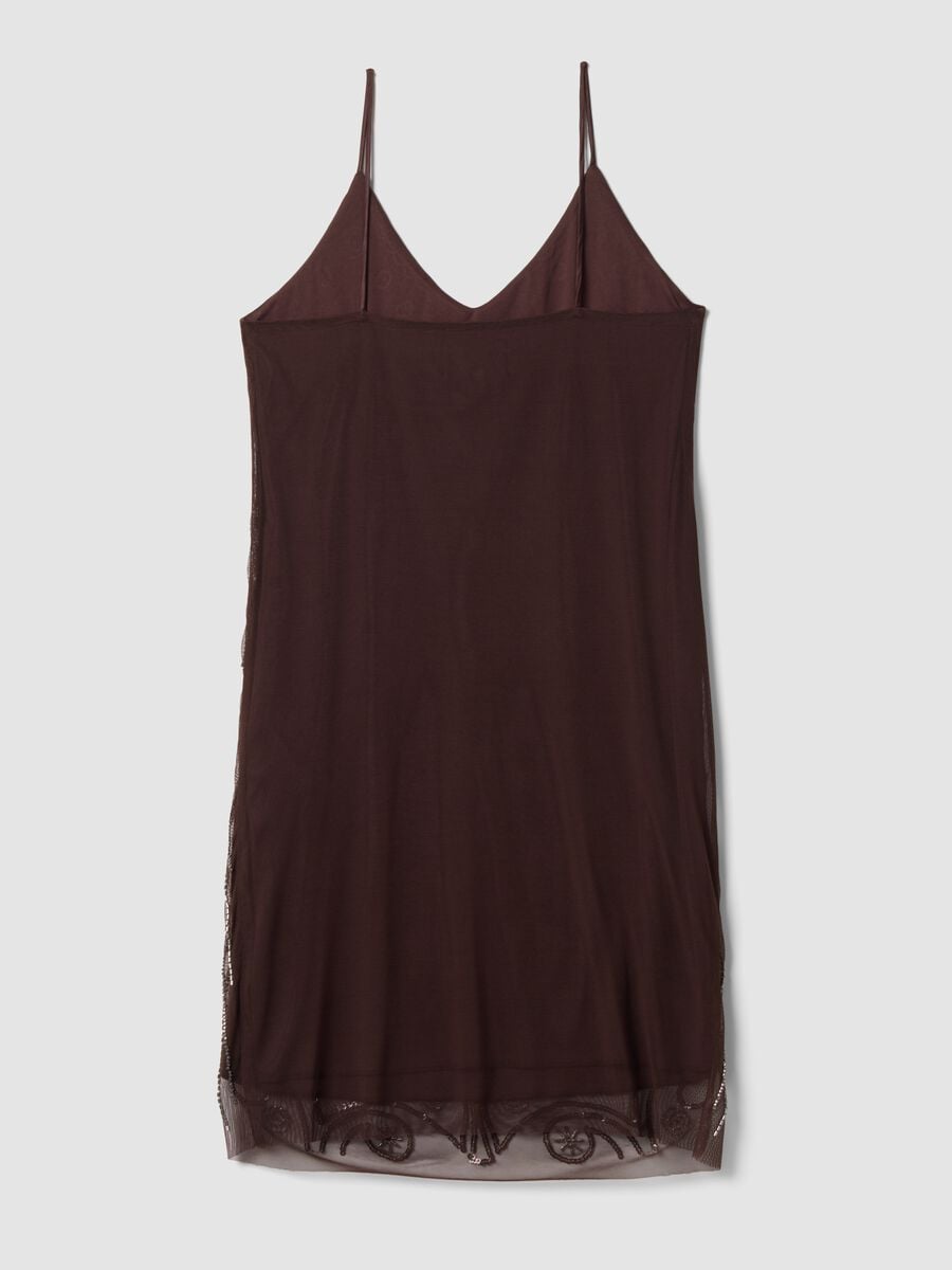 Brown fitted stretch dress with sequins_1