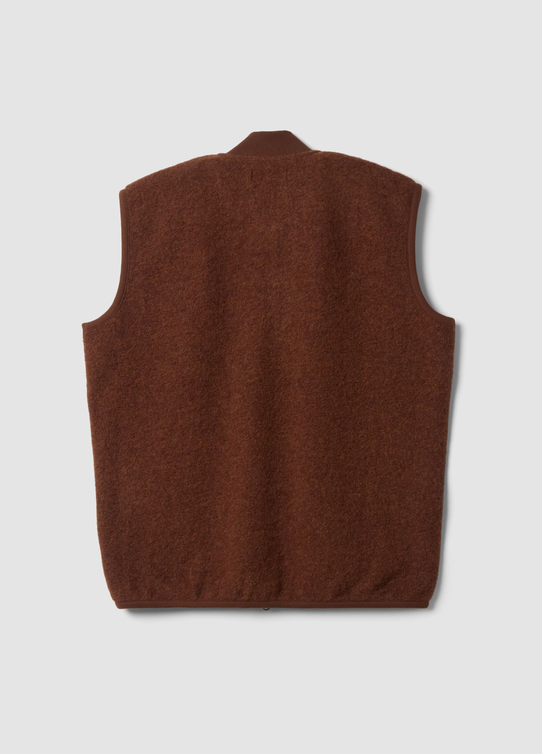 Gilet marrone in misto lana con zip