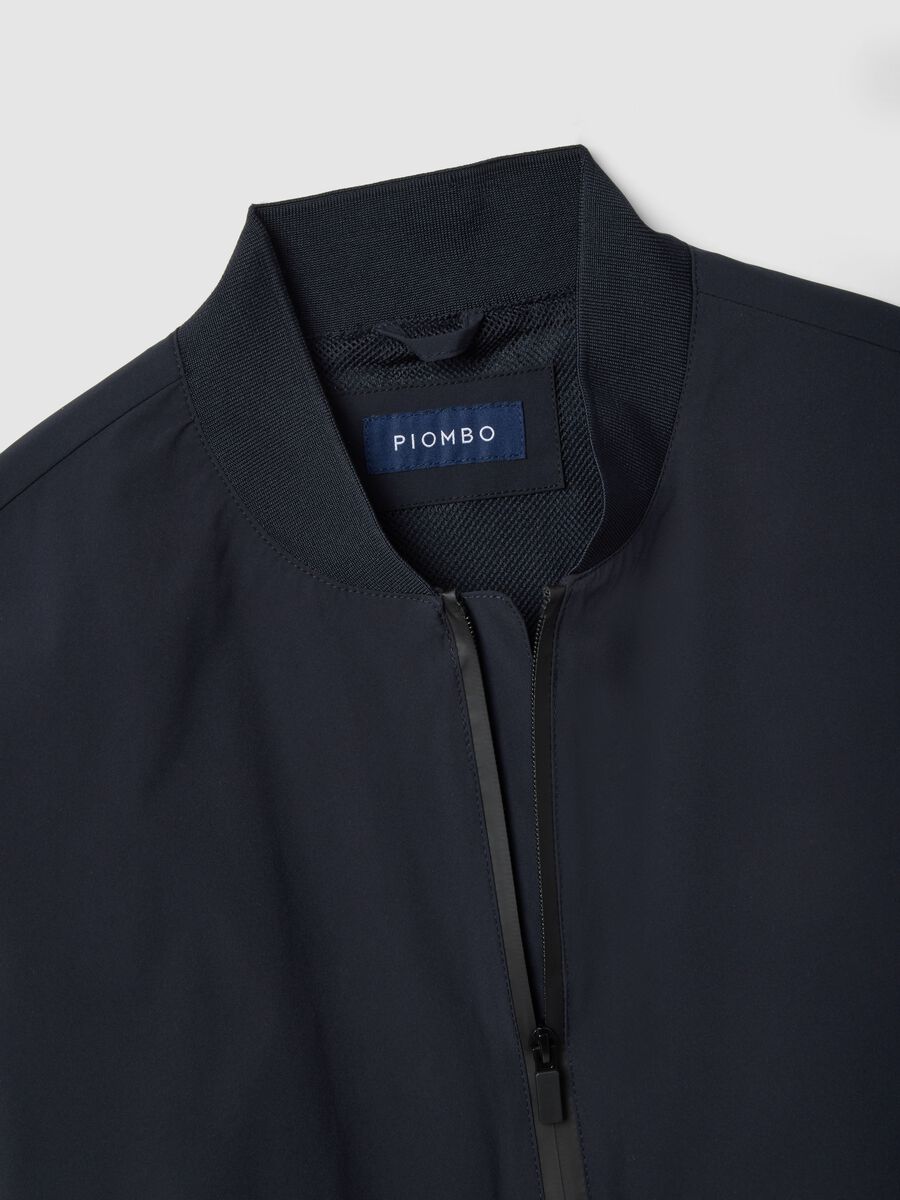 Blue regular fit bomber jacket with full zip_5