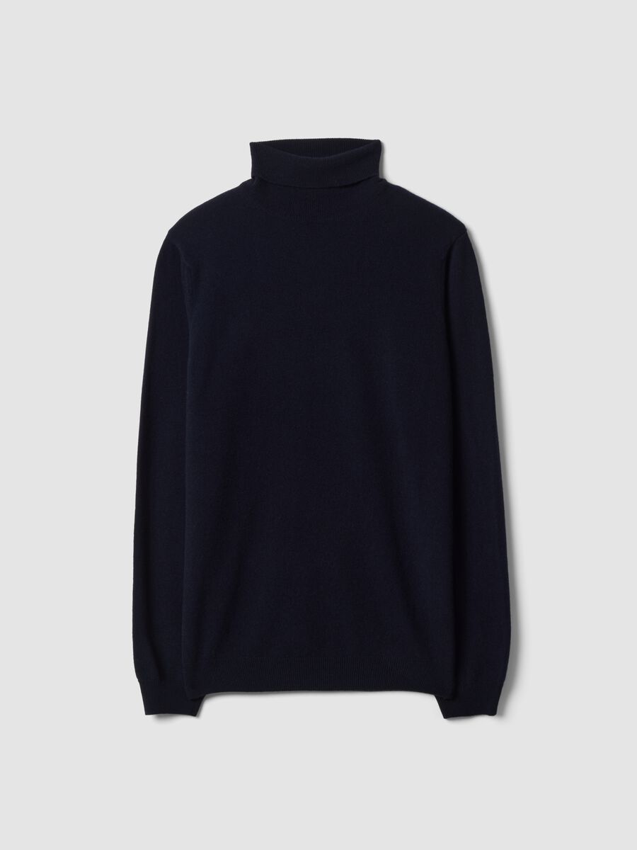 Navy blue pure lambswool roll-neck jumper_4