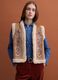 Brown regular-fit gilet with embroidery and contrast shearling-effect trims_2