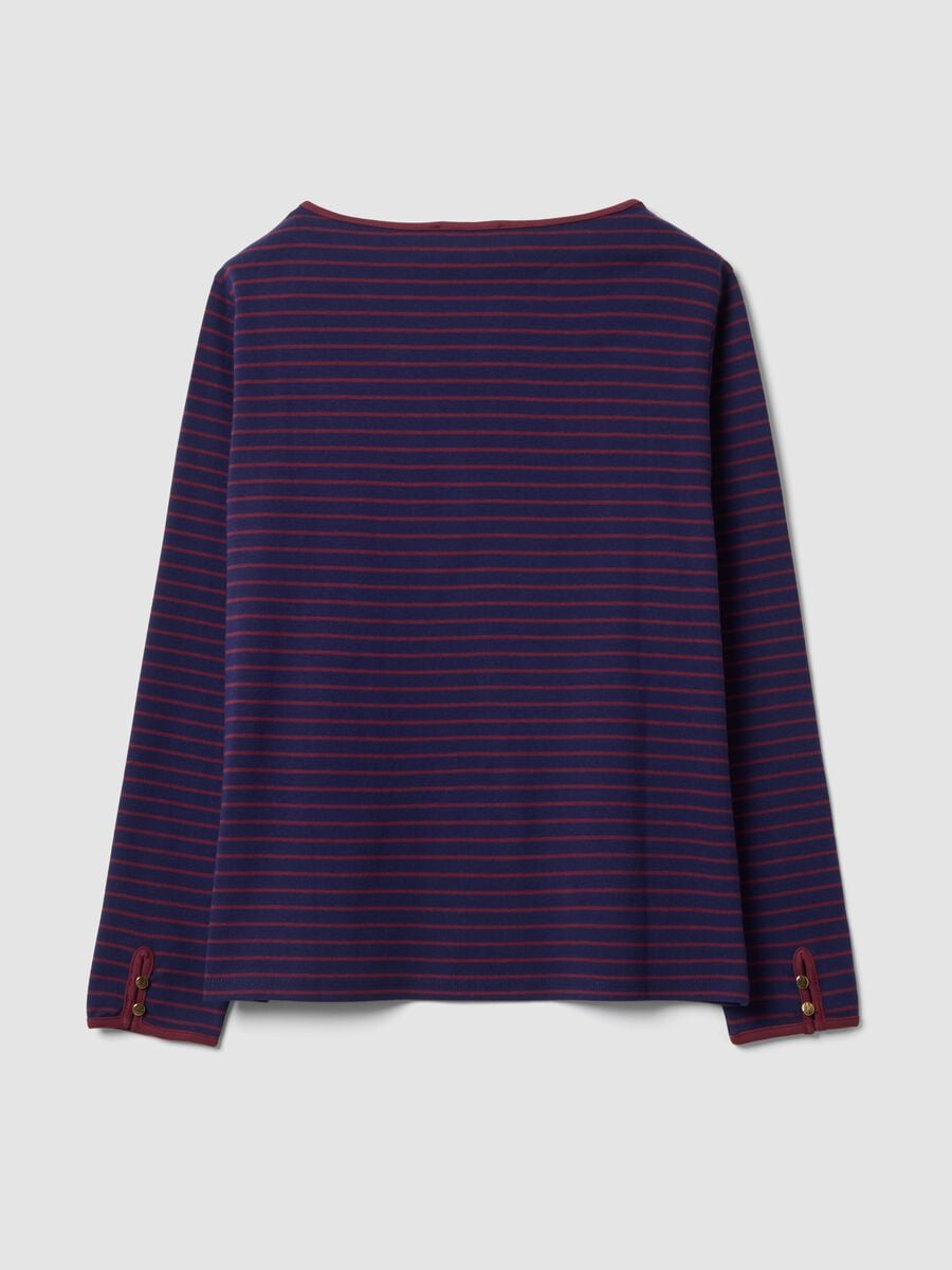 Purple striped pure cotton crew-neck T-shirt, regular fit_2