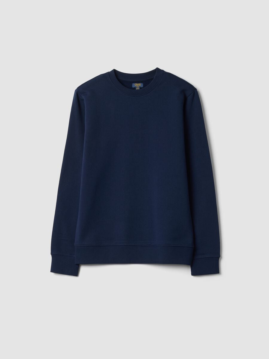 Navyblaue Sweatshirt aus reiner Bio-Baumwolle mit Rundhalsausschnitt_0