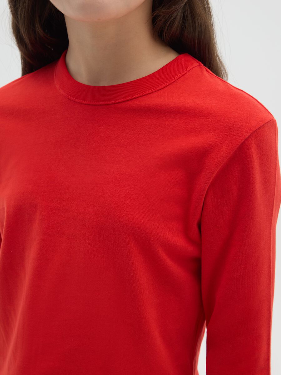 Girls' red long sleeve top in pure cotton regular fit_2