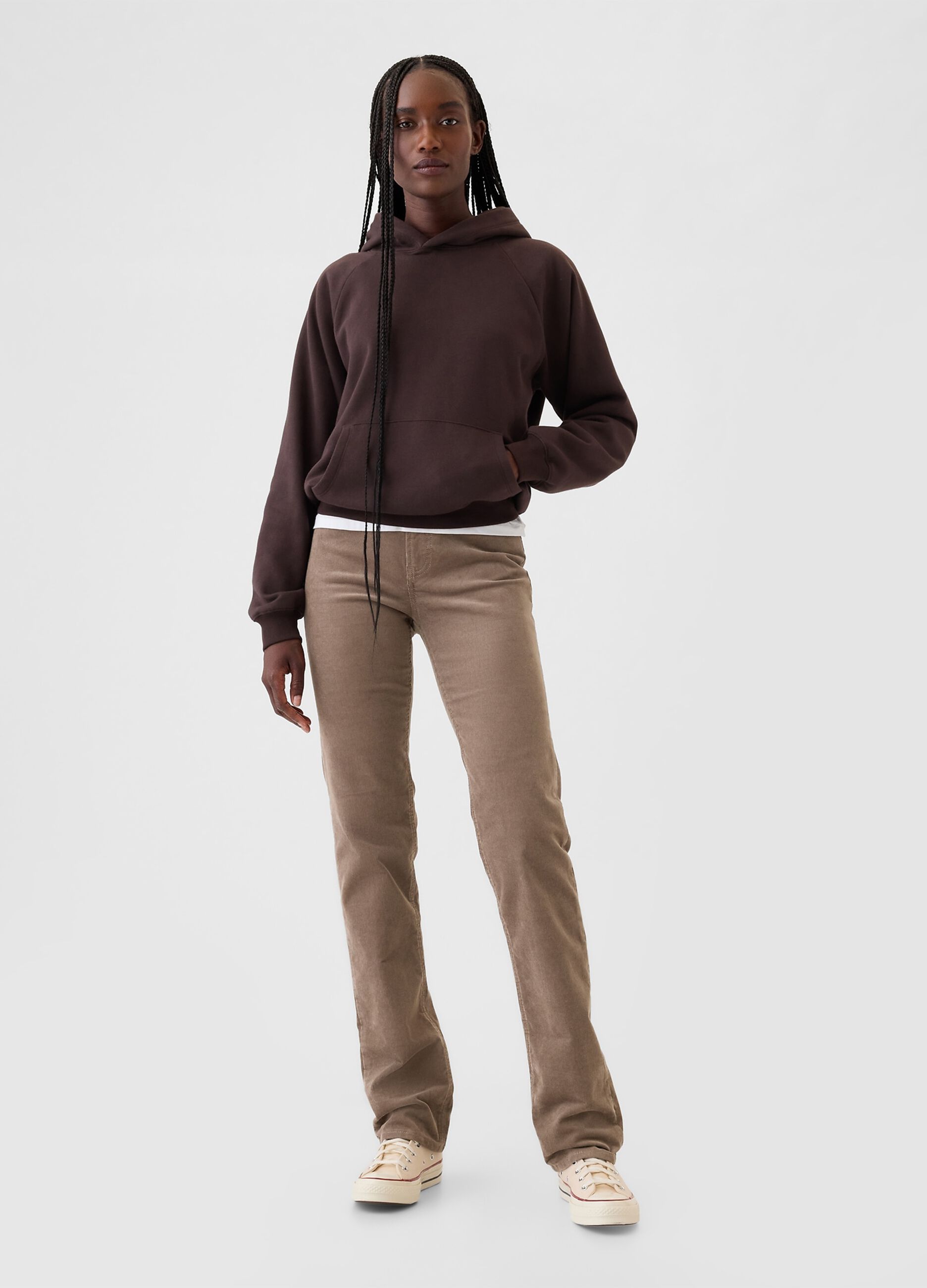 Straight high-rise trousers in corduroy