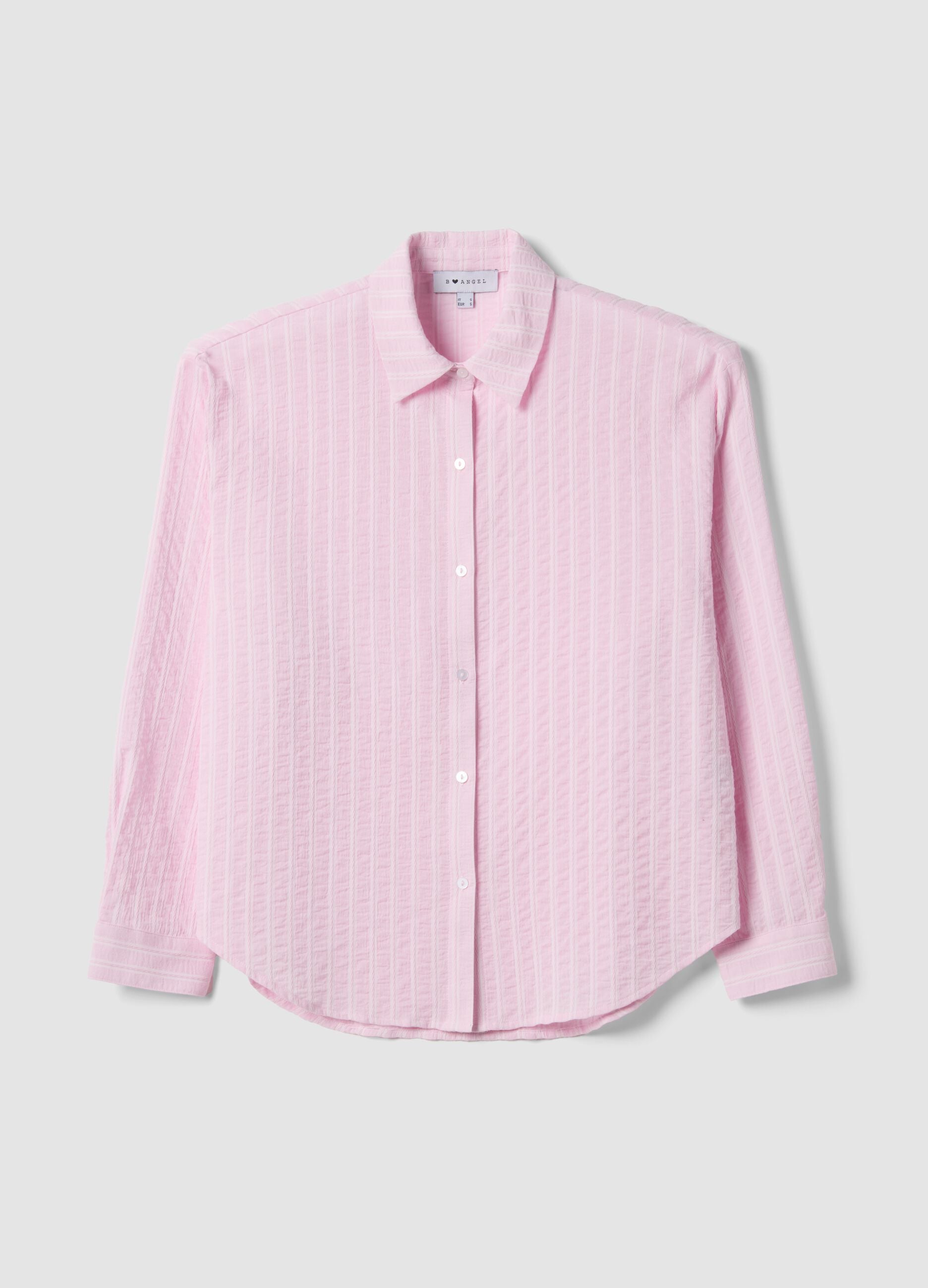 Multicolour stripe pure cotton oversized fit shirt