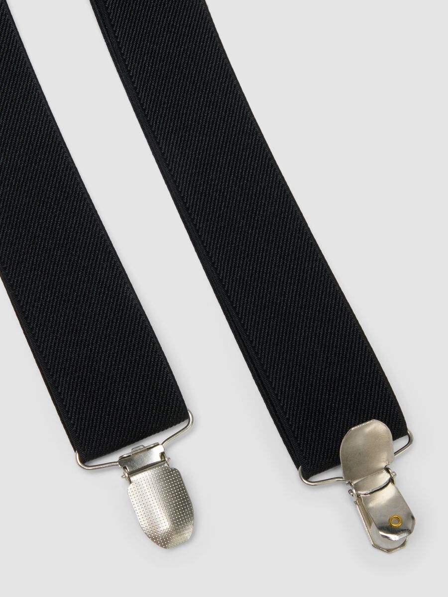 Black elasticated braces with metal clips_1