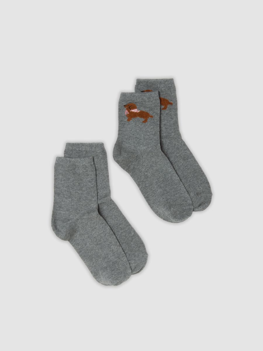 2-pack of melange grey, brown and light pink socks in stretch organic cotton_0