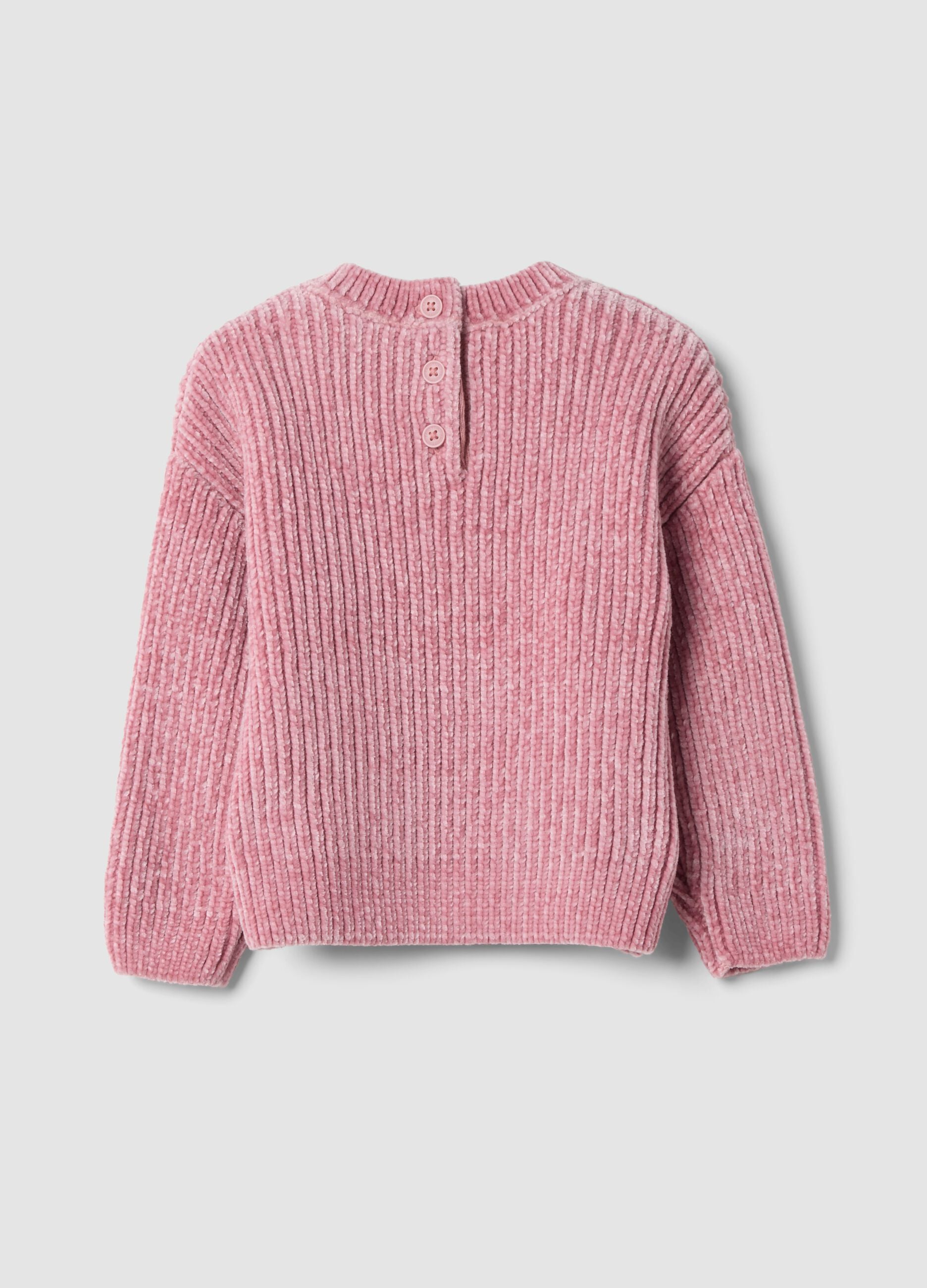 Jersey malva de cuello redondo canal&eacute;, corte oversize