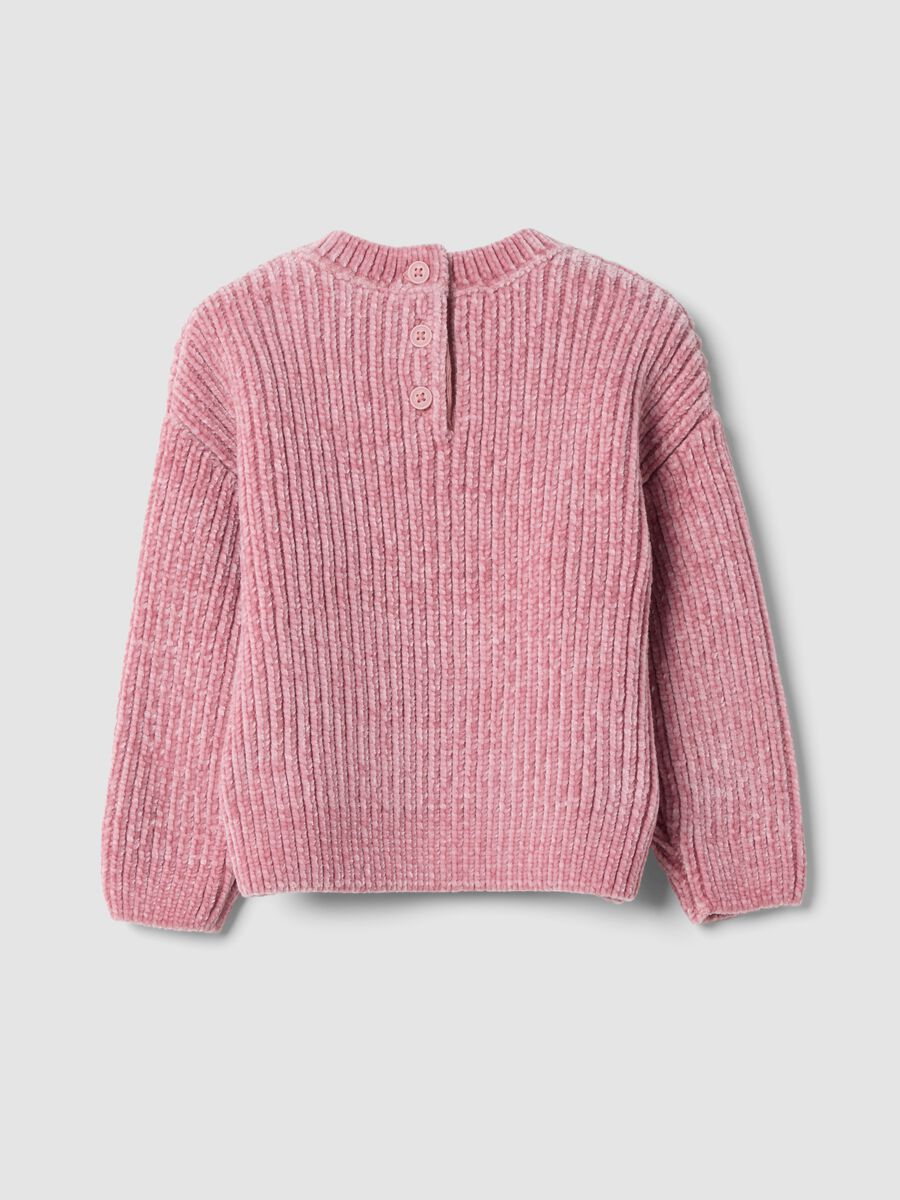 Mauvefarbenes Rippstrick-Shirt mit Rundhals und Oversize-Passform_1