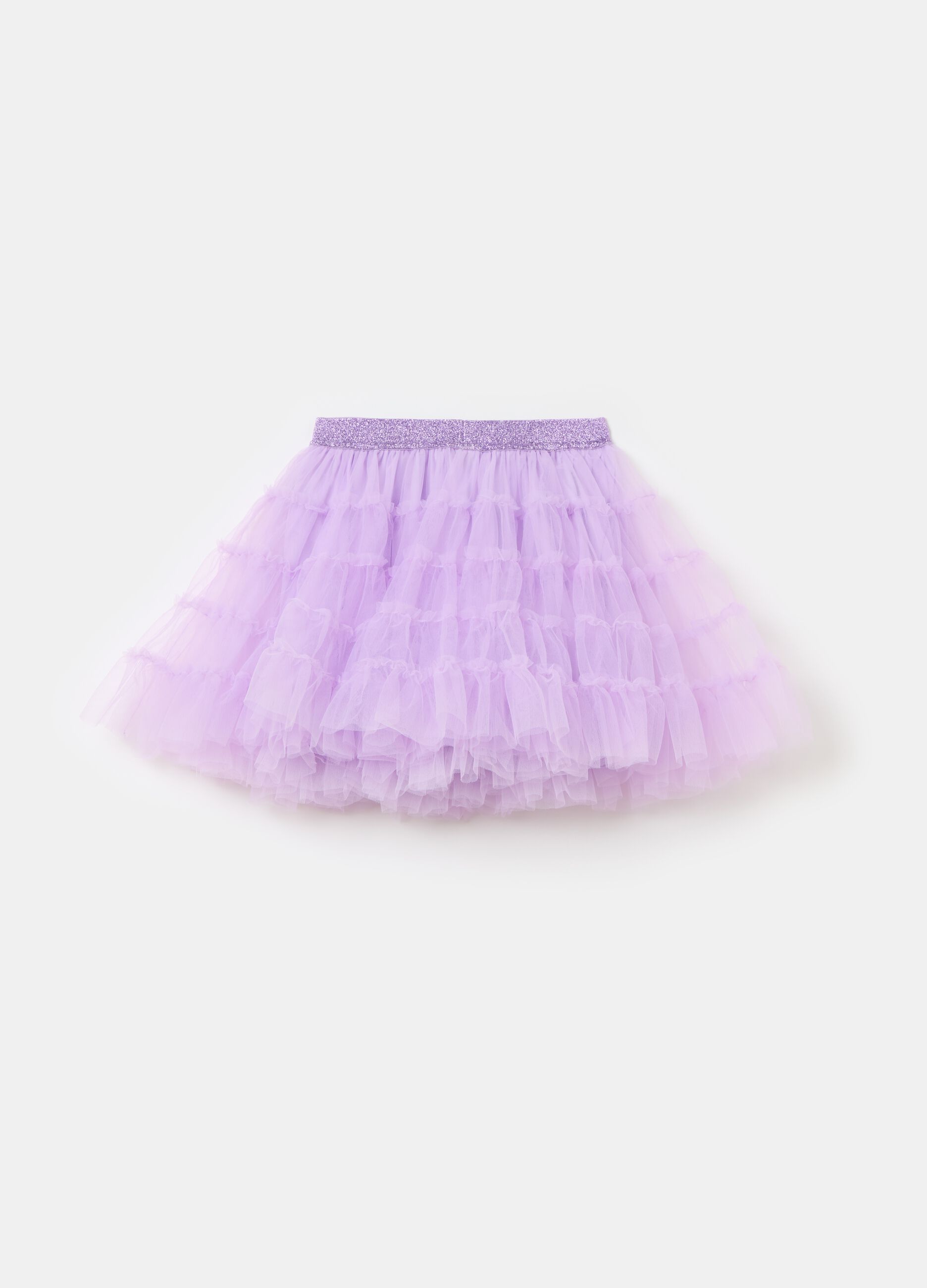 Falda de tul con volantes y purpurina