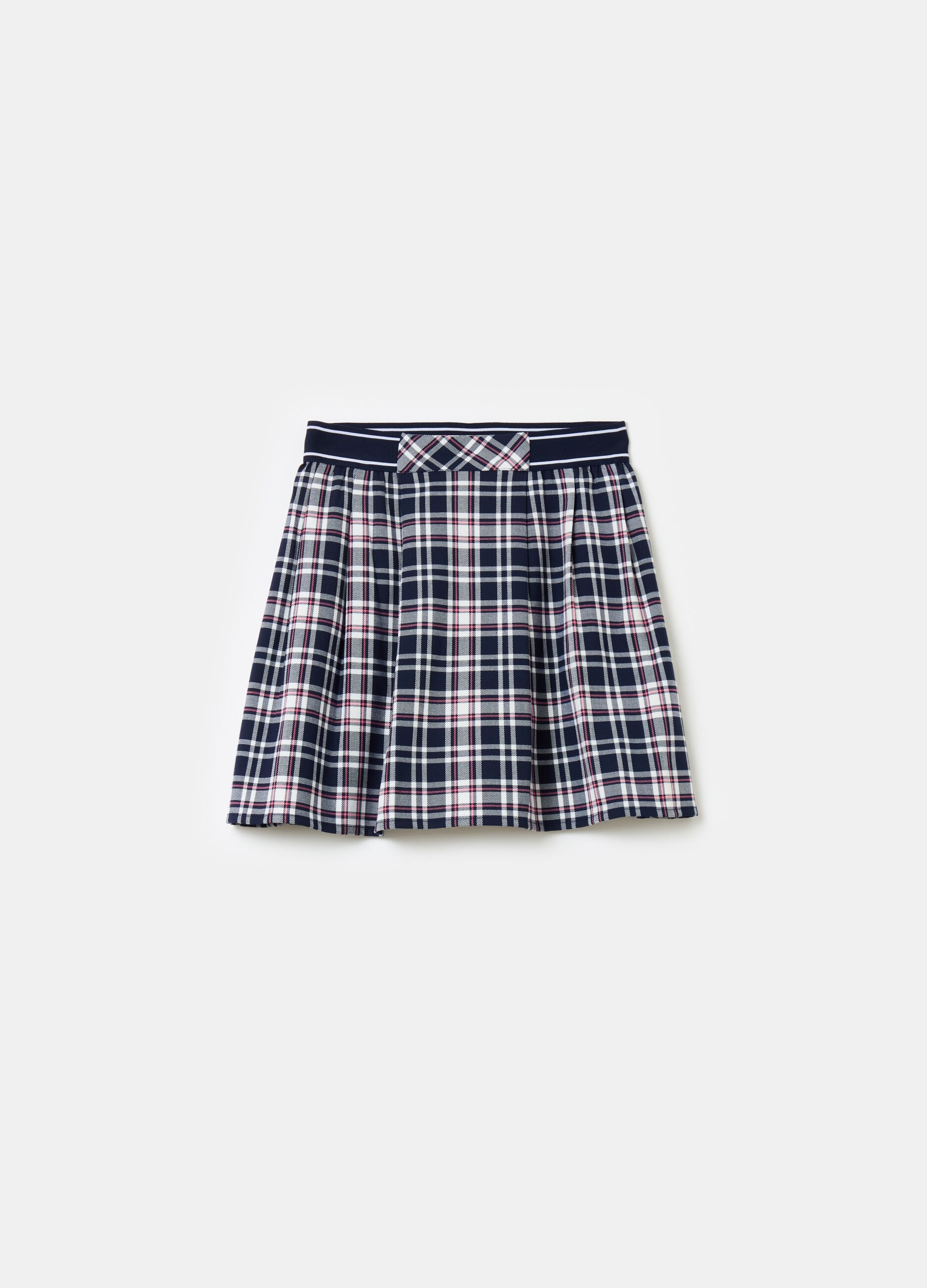 Check mini skirt with pleats