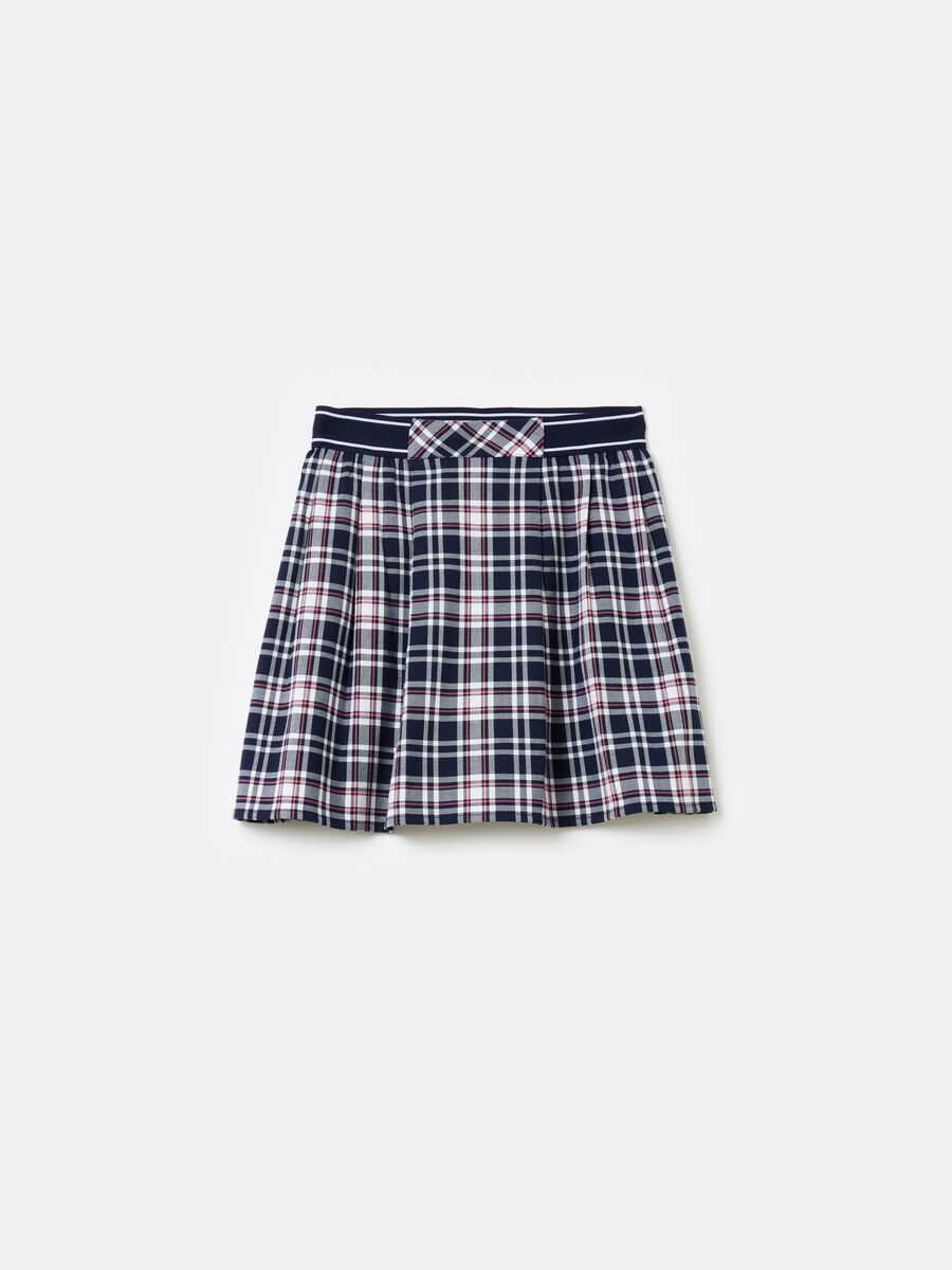 Check mini skirt with pleats_0