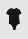 Girls' fitted black stretch cotton bodysuit_4