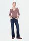Multicolour striped viscose-blend fitted polo-collar knit top_0