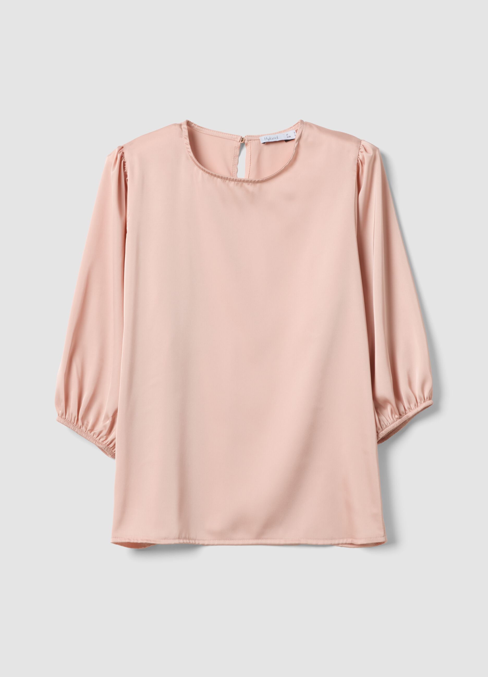 Rosa Langarmshirt im Regular Fit mit Tropfenverschluss