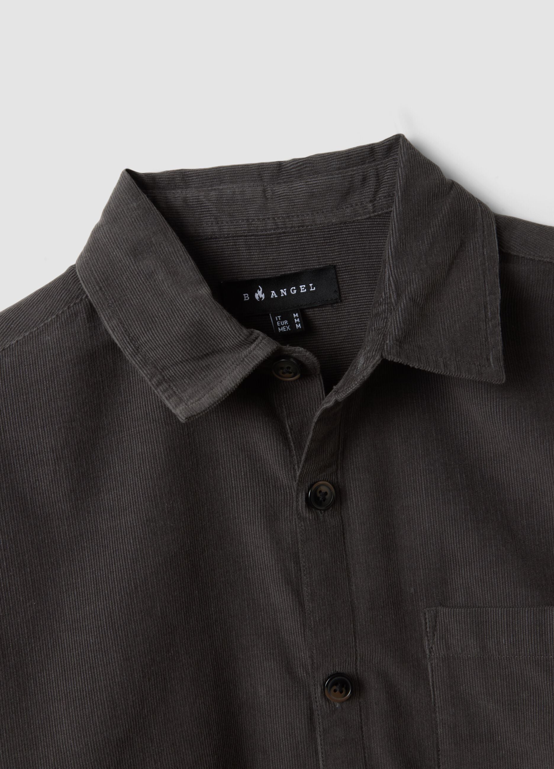 Anthracite Grey Poplin Shirt in Pure Cotton, Oversized Cropped Fit